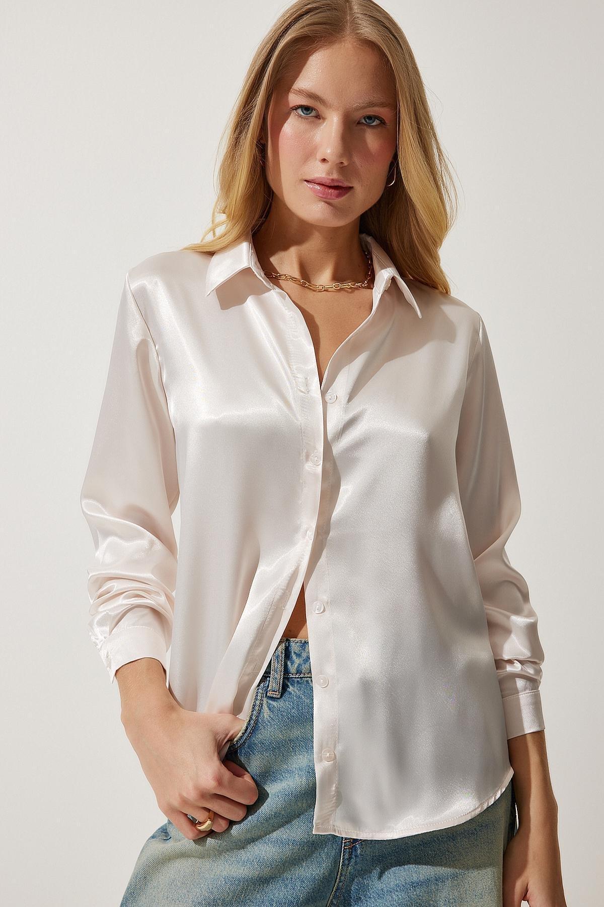 Beige Collared Shirt, Cream, large image number 4