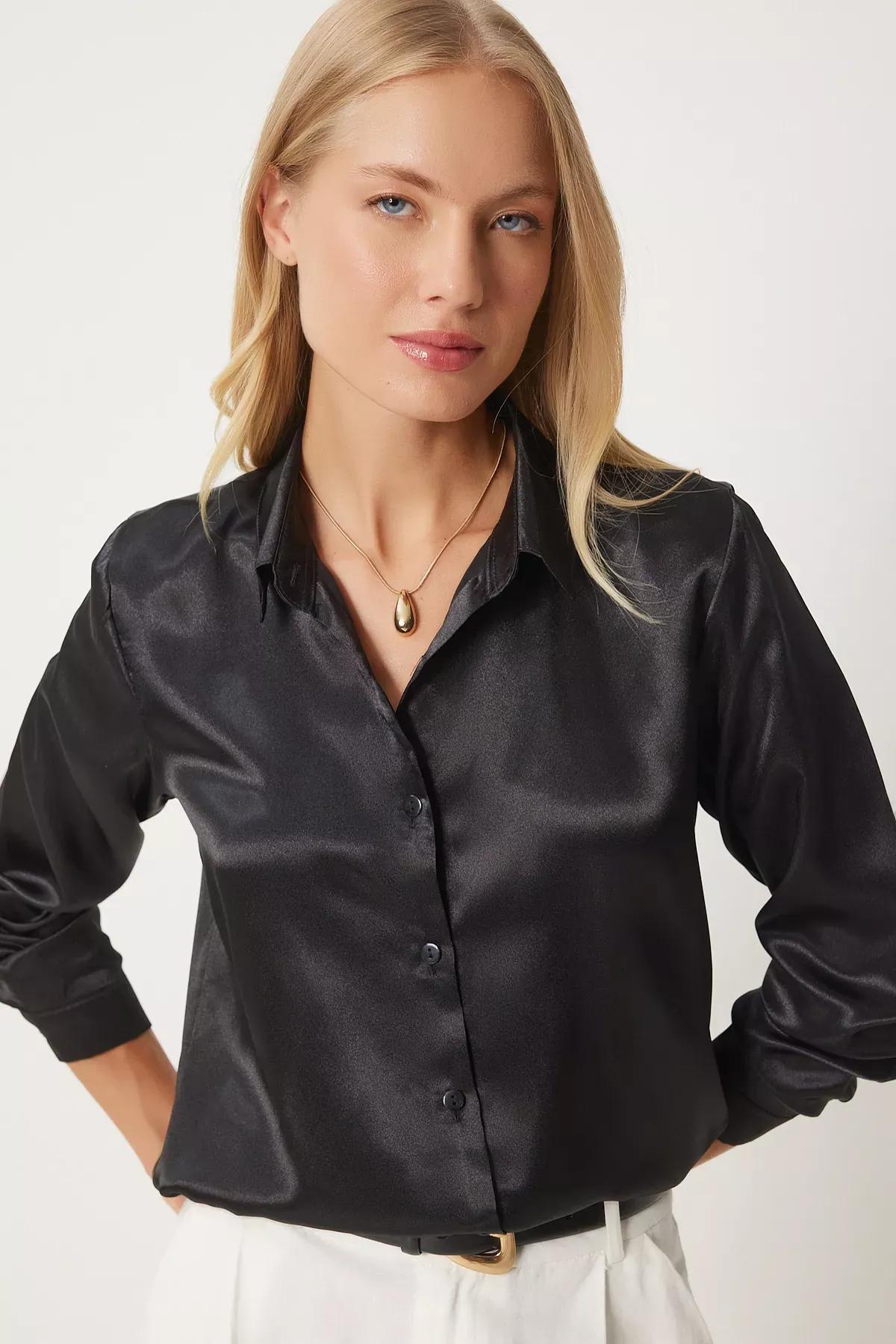Black Collared Shirt, BLACK, large image number 0
