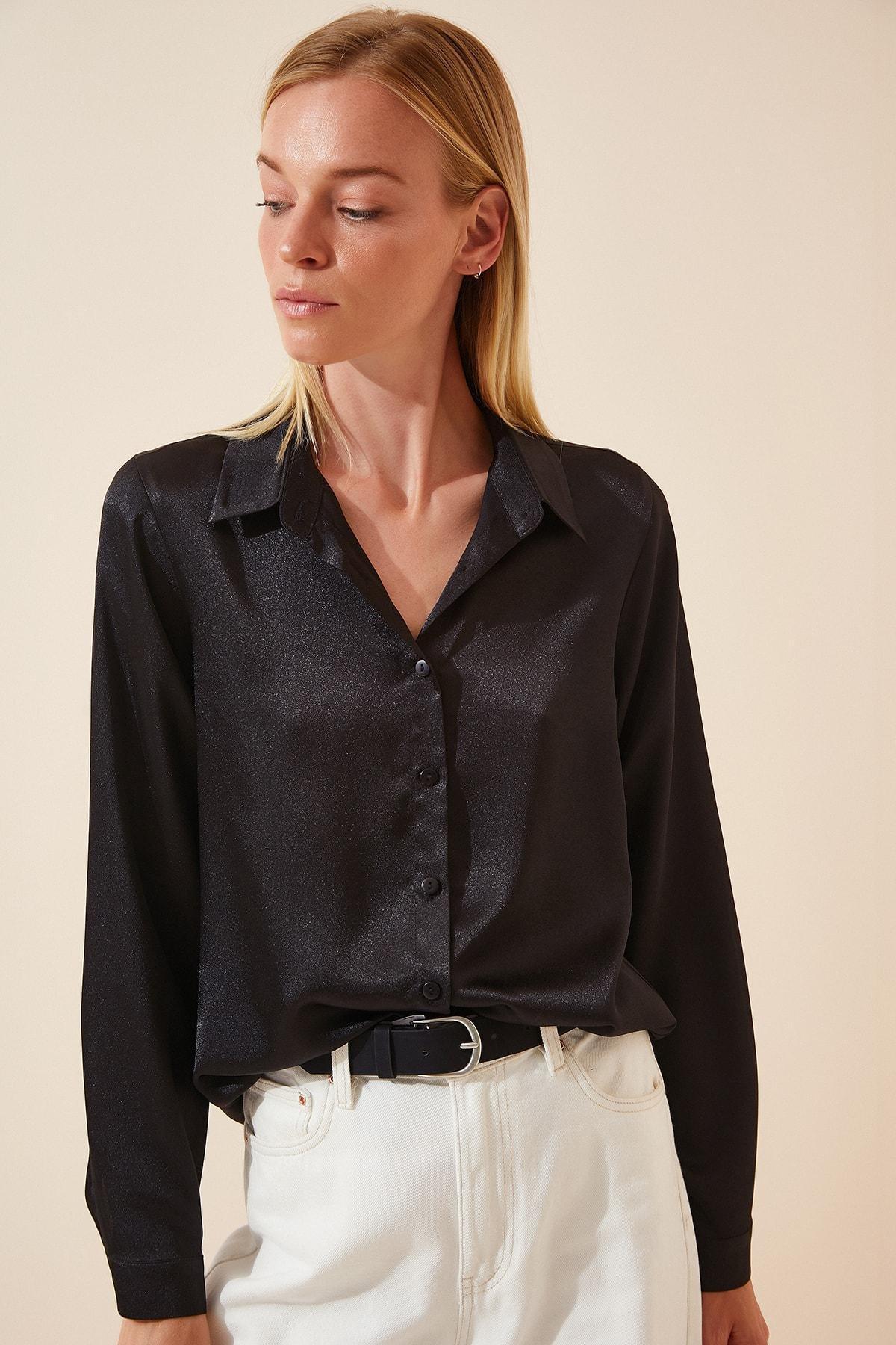 Black Collared Shirt, BLACK, large image number 1