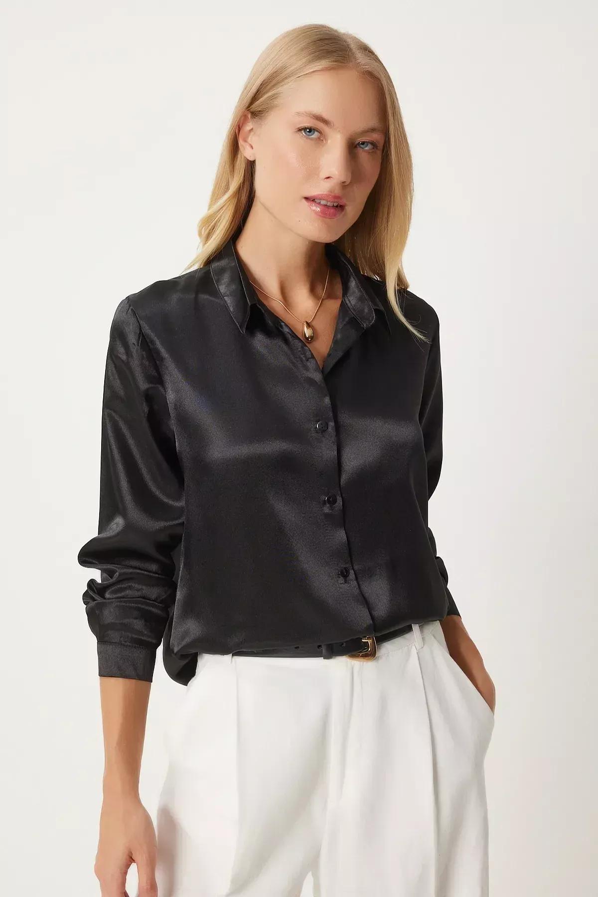 Black Collared Shirt, BLACK, large image number 2