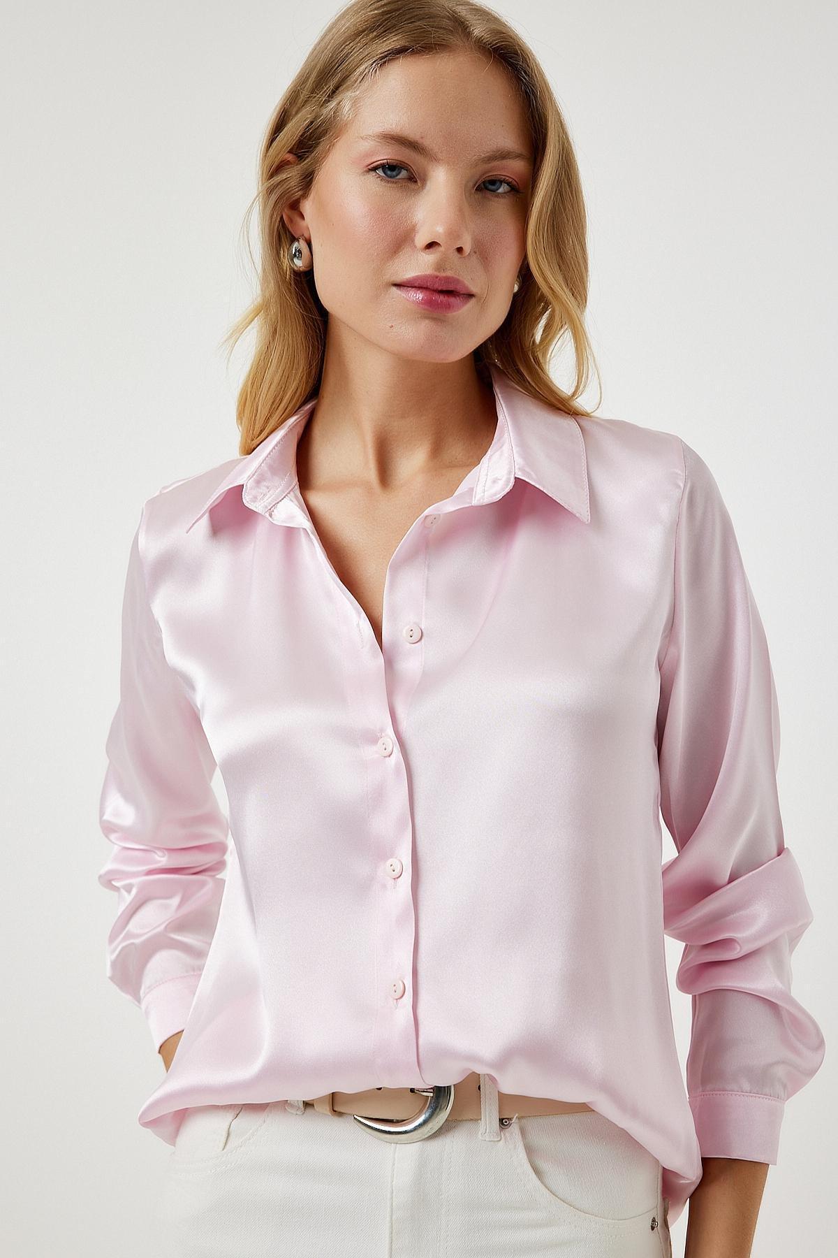Pink Satin Finish Blouse, LIGHT PINK, large image number 3