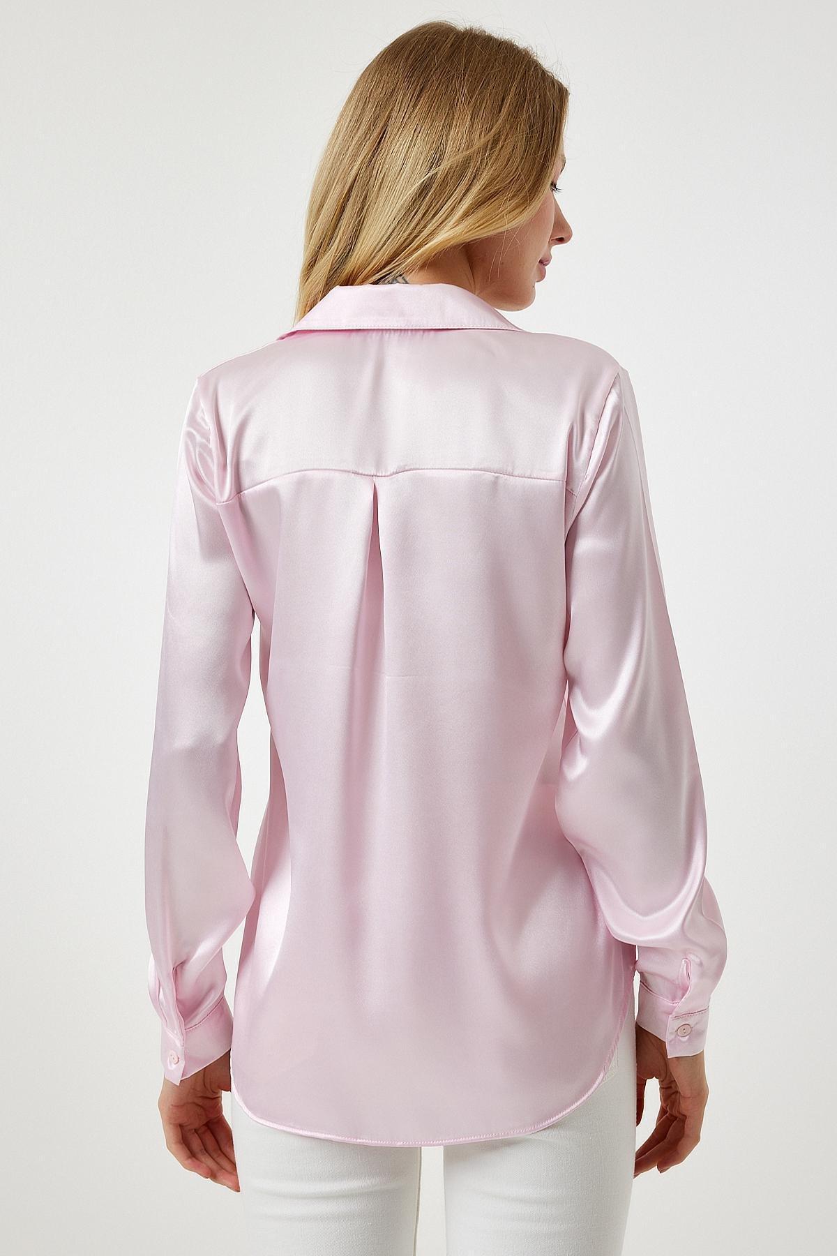 Pink Satin Finish Blouse, , large image number 6