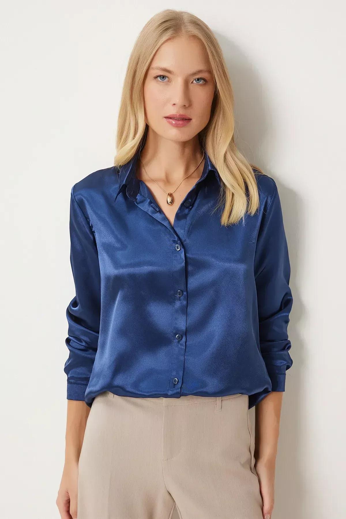 Navy Collared Shirt, Navy blue, large image number 0