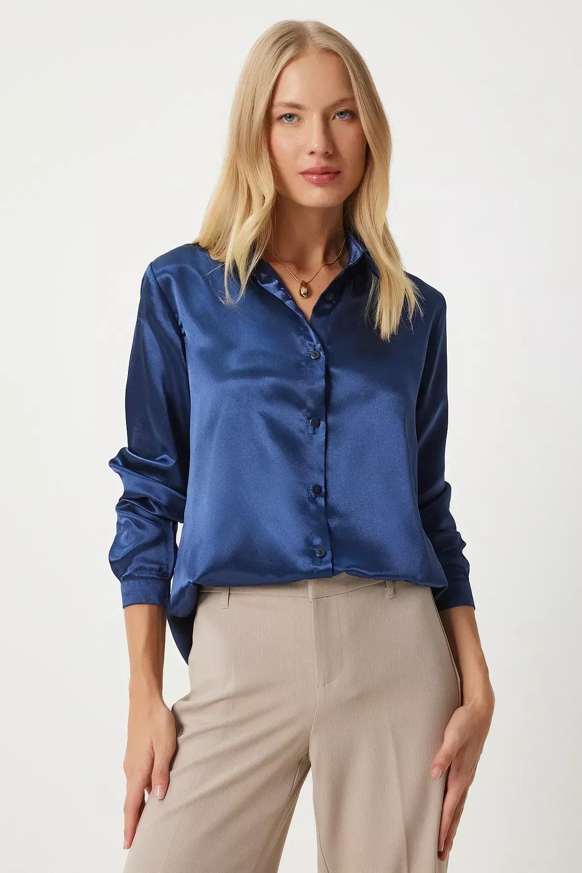 Navy Collared Shirt, Navy blue, large image number 1