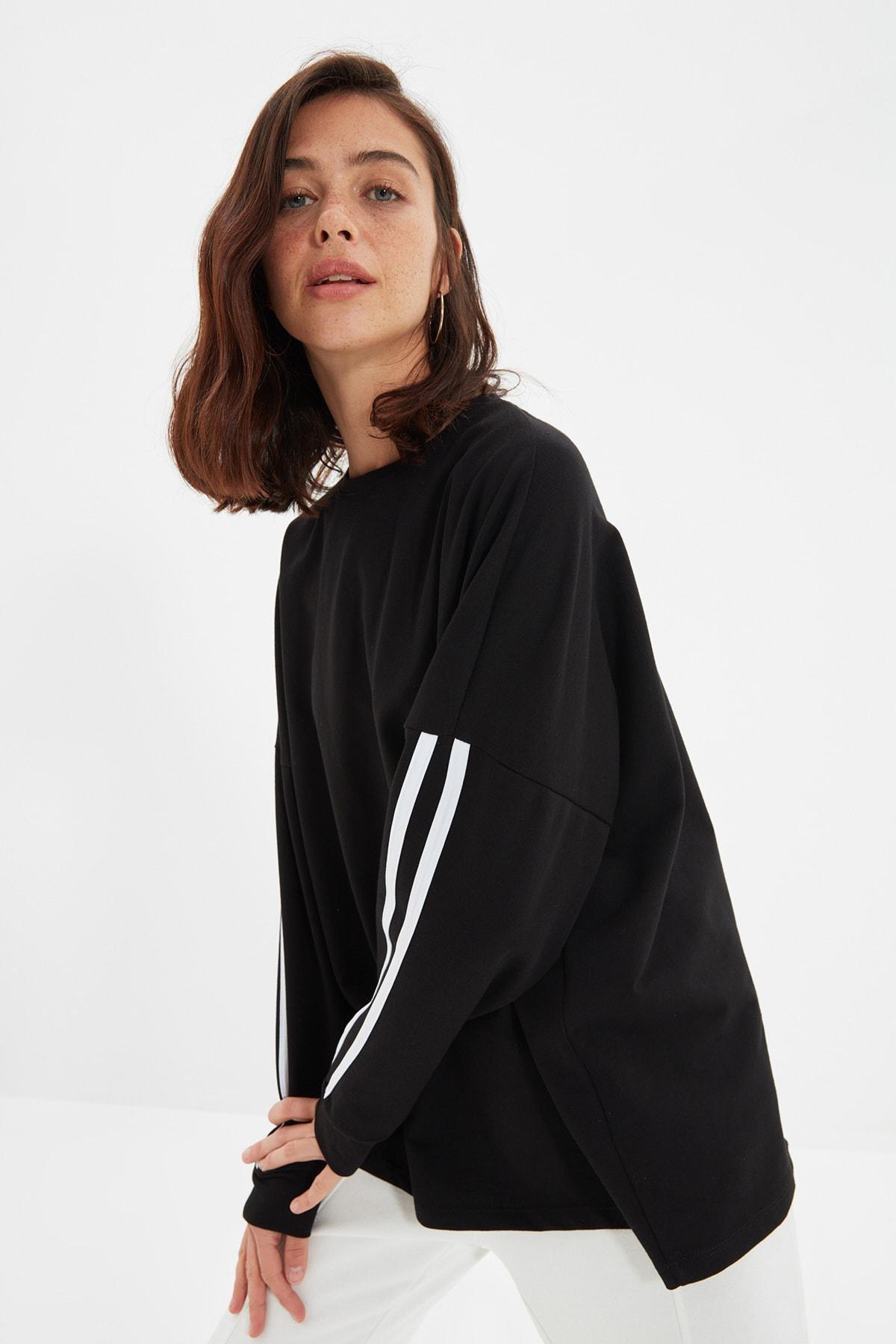 Black Crew Neck Sweatshirt, Black, large image number 2
