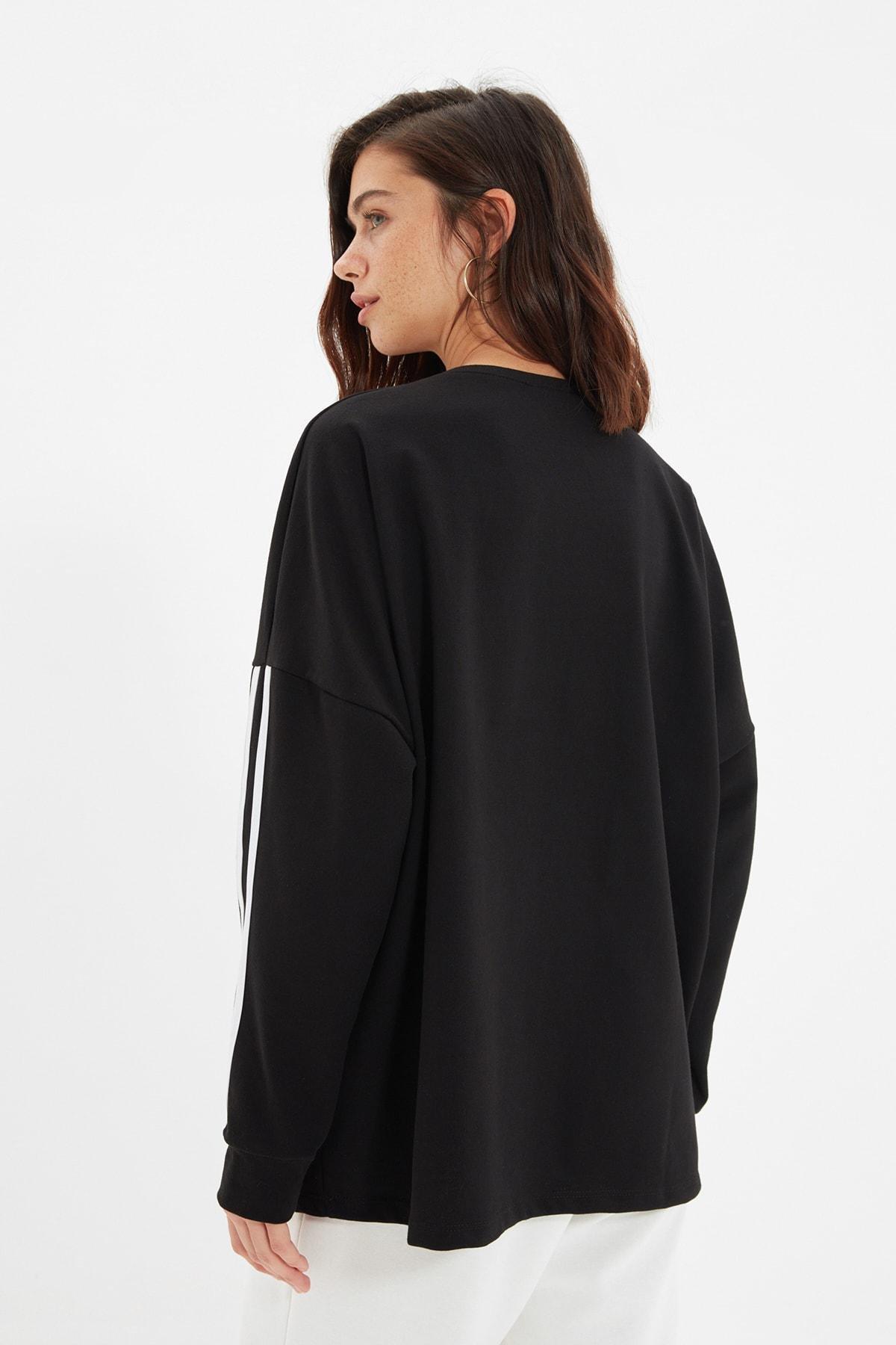 Black Crew Neck Sweatshirt, Black, large image number 4