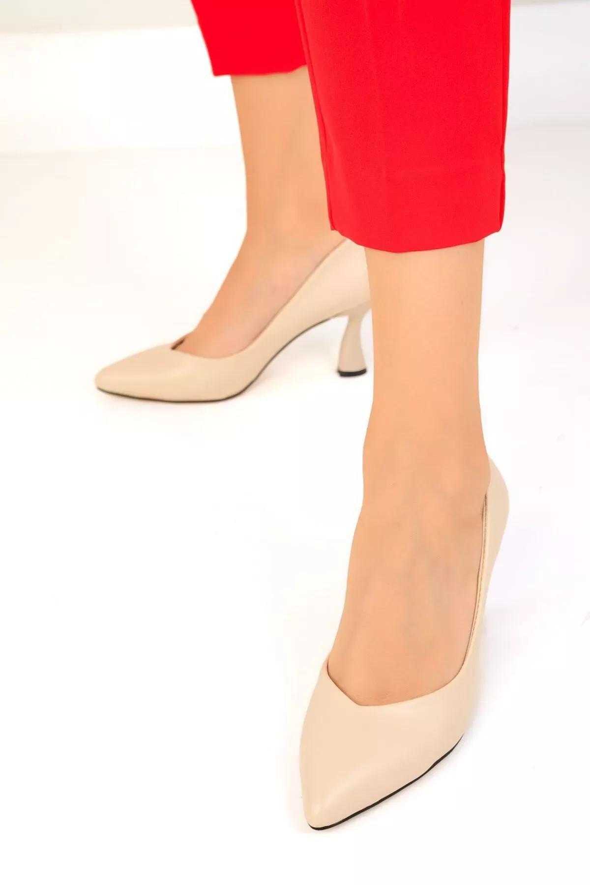 Womens Beige Classic Heeled Shoes 16549, , large image number 2