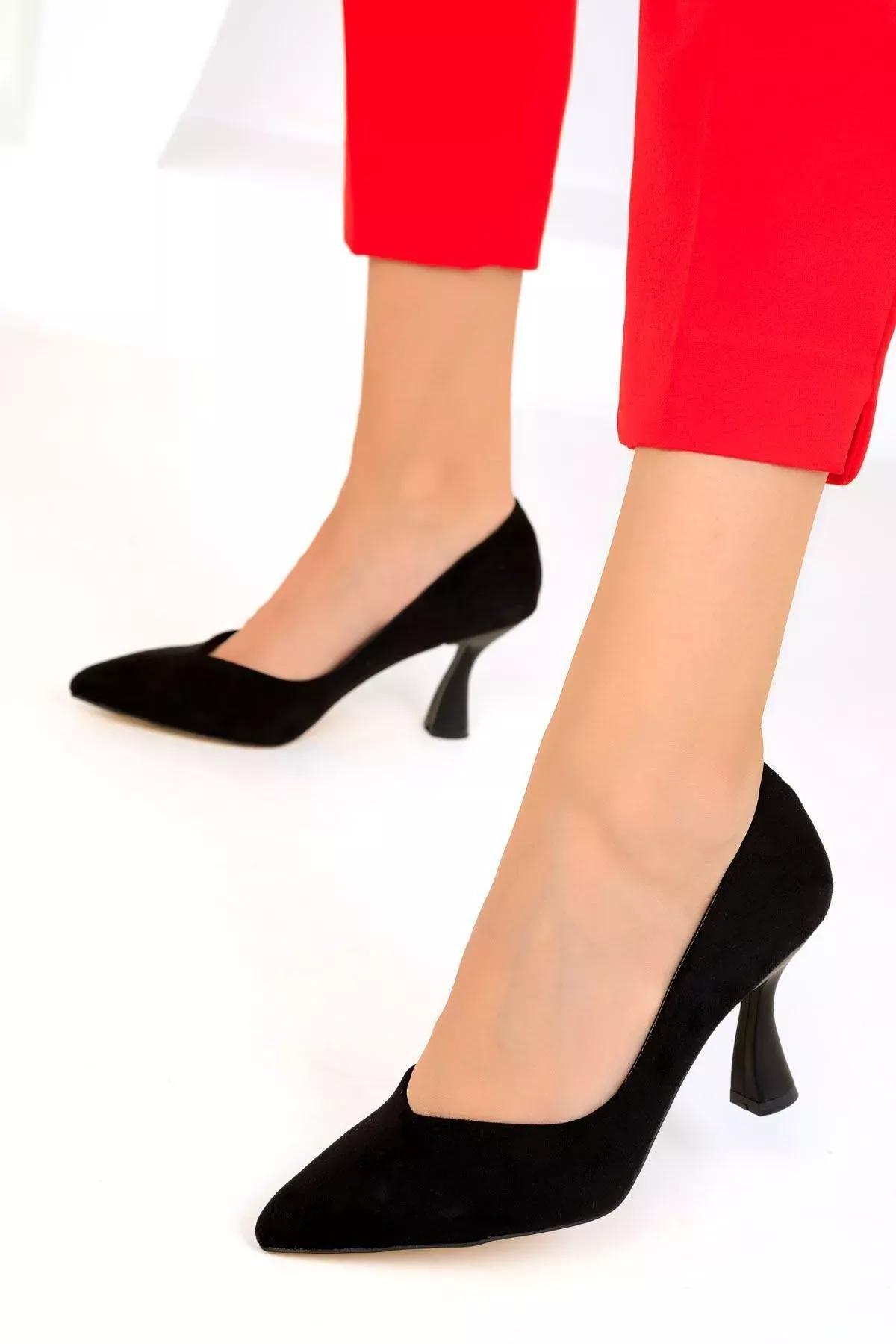Black Suede Classic Heeled Shoes, , large image number 0