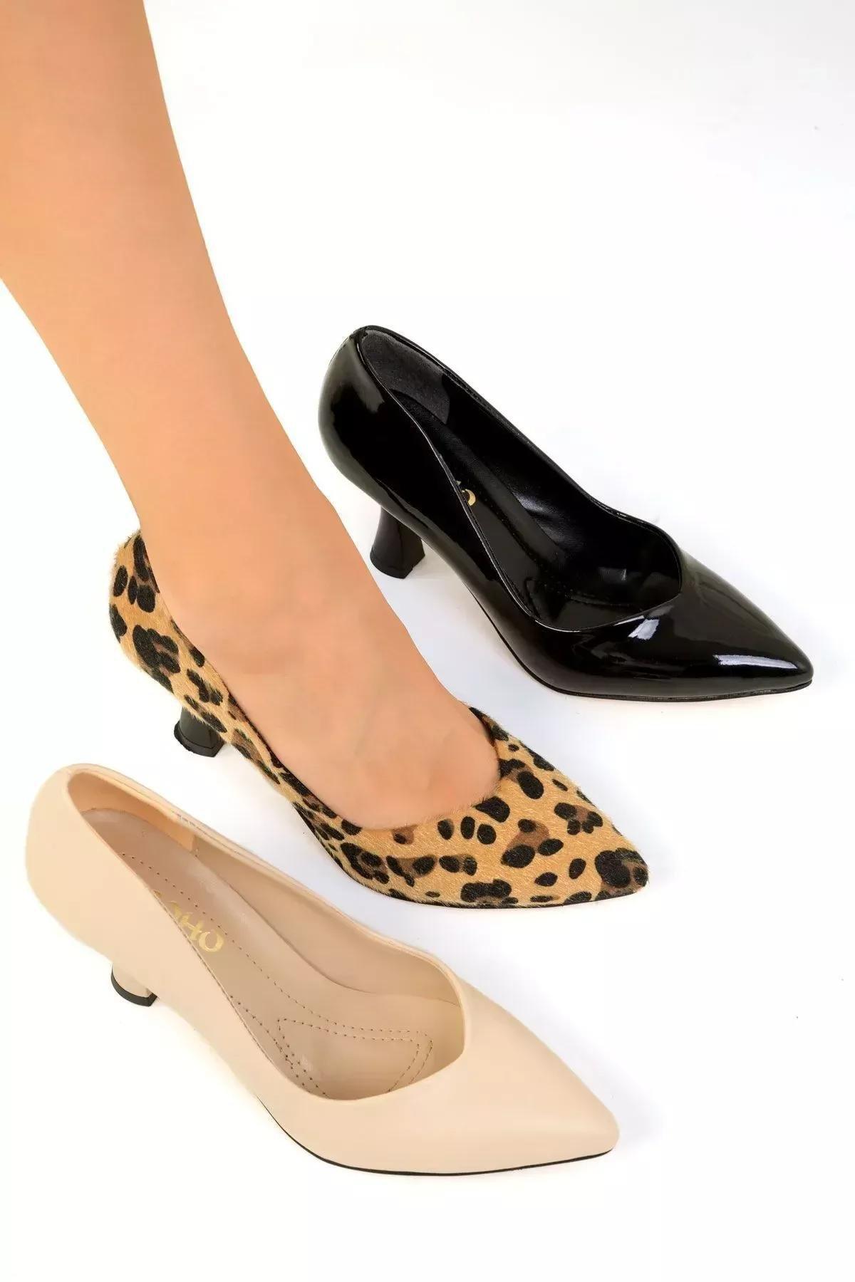 Brown Animal Print Classic Heeled Shoes, , large image number 0