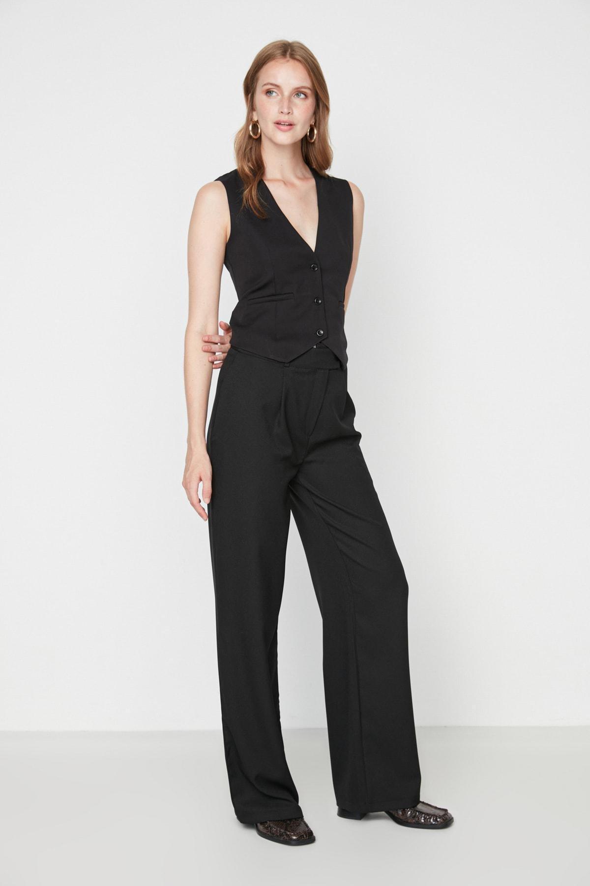 Black Wide Leg Pants, , large image number 0