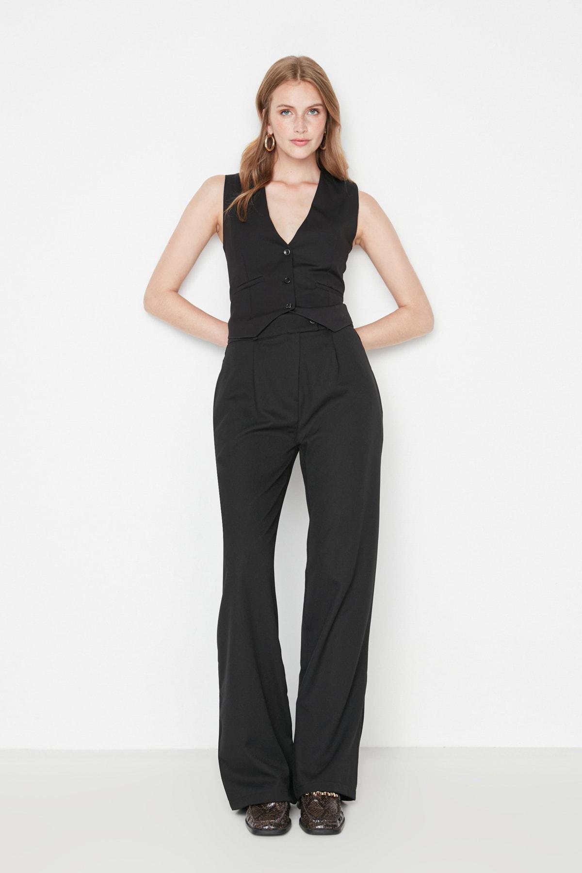 Black Wide Leg Pants, , large image number 1