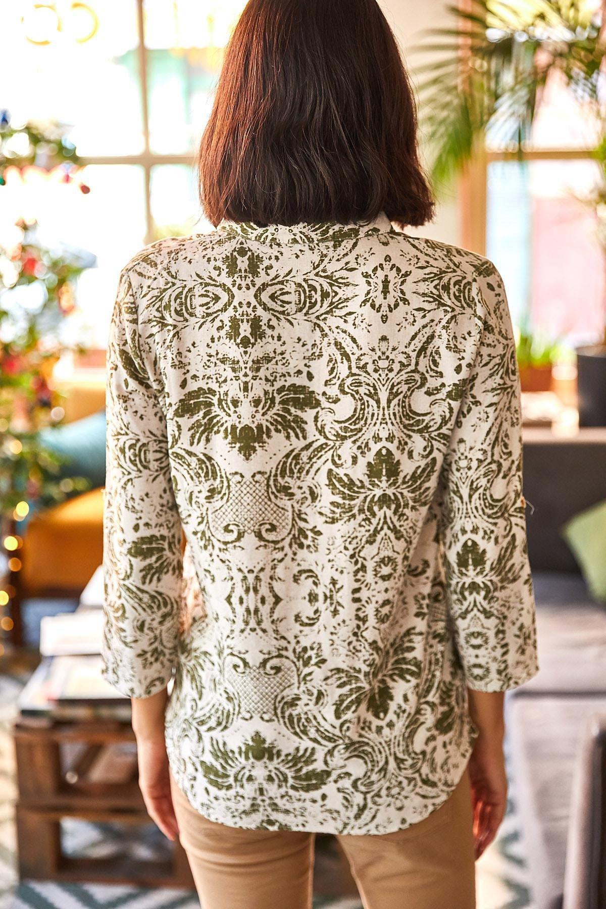 Khaki Patterned Shirt, Ecru Khaki, large image number 1