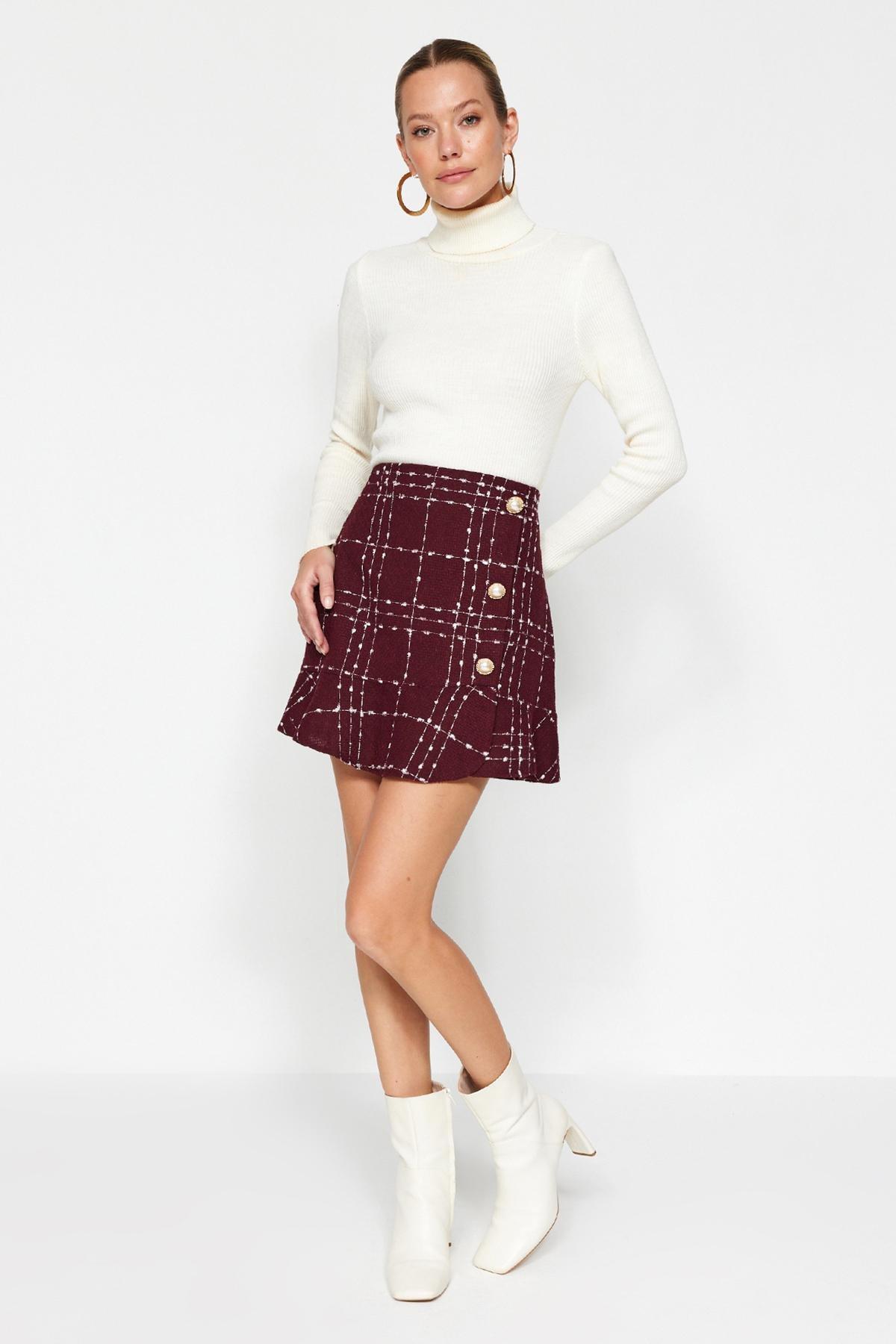 Red Ruffles Mini Woven Skirt, Burgundy, large image number 1