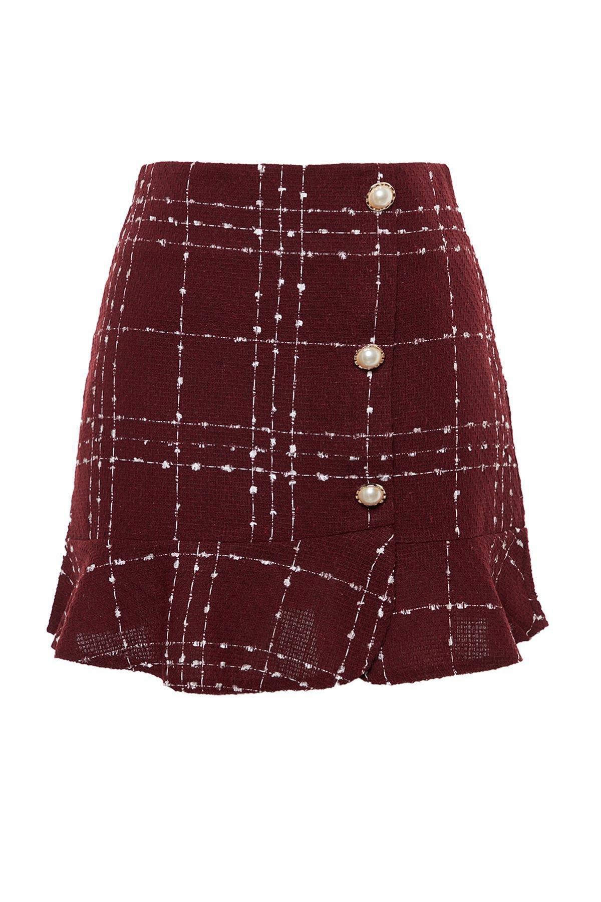 Red Ruffles Mini Woven Skirt, Burgundy, large image number 5