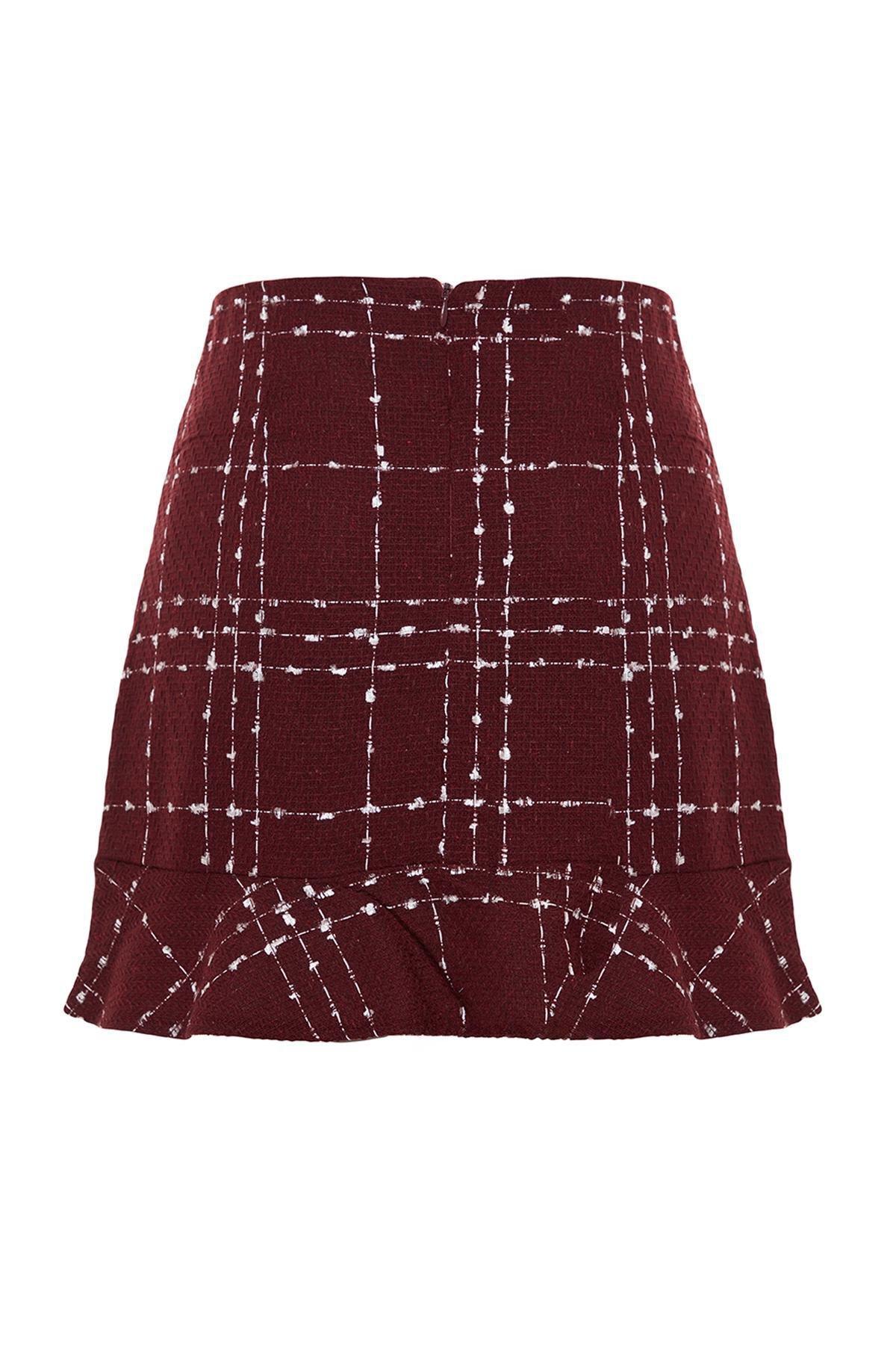 Red Ruffles Mini Woven Skirt, Burgundy, large image number 6