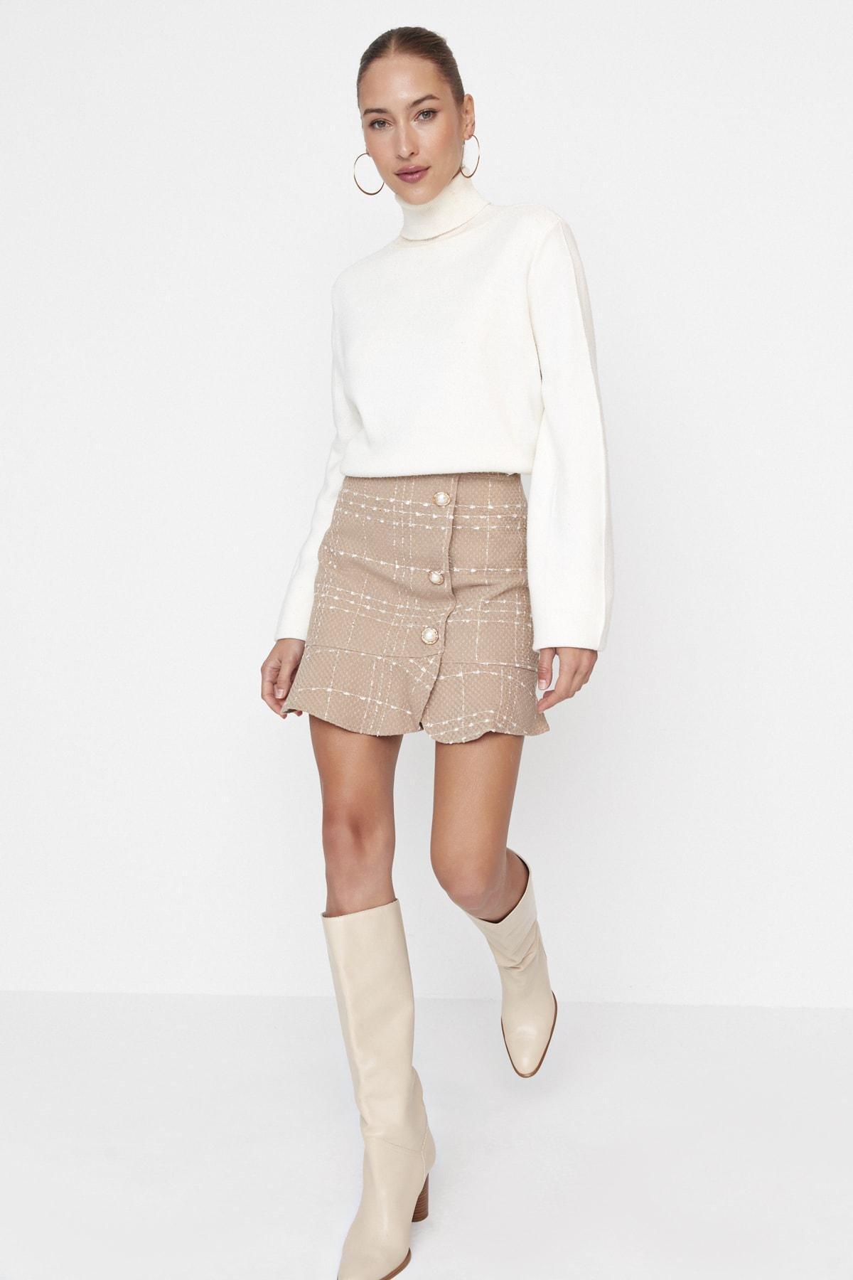 Brown Mini Skirt, Beige, large image number 0