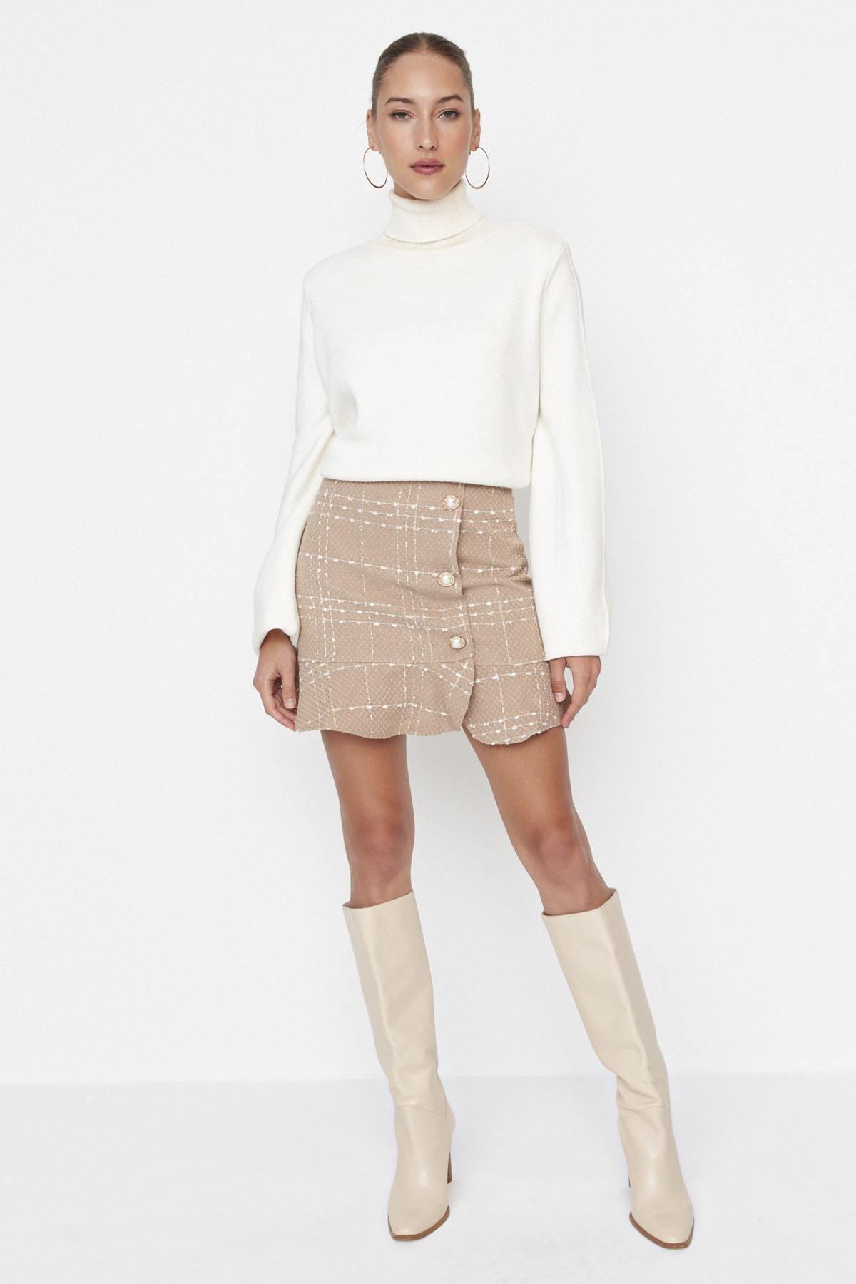Brown Mini Skirt, Beige, large image number 1