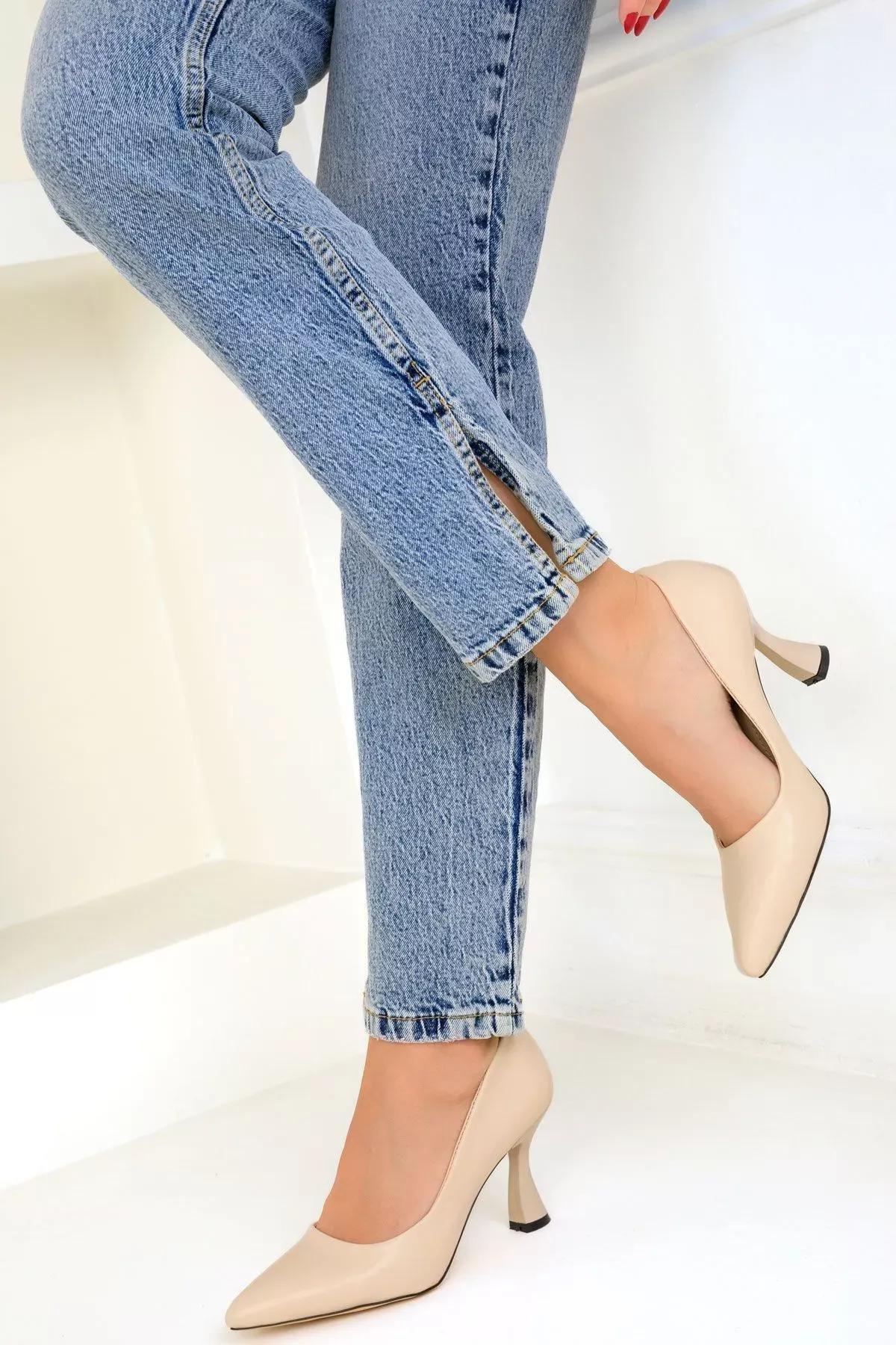 Womens Beige Classic Heeled Shoes 16559, , large image number 0