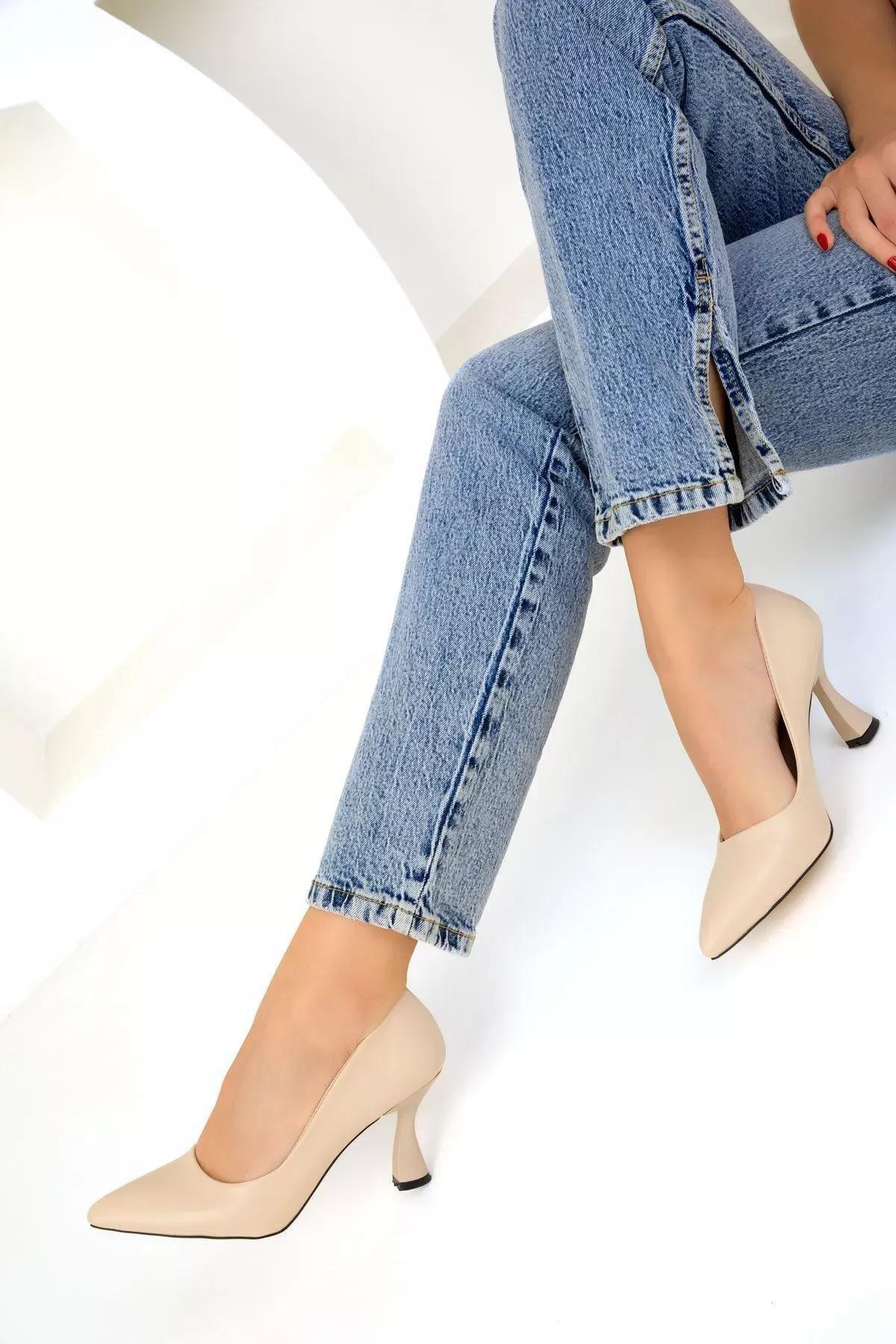 Womens Beige Classic Heeled Shoes 16559, , large image number 1