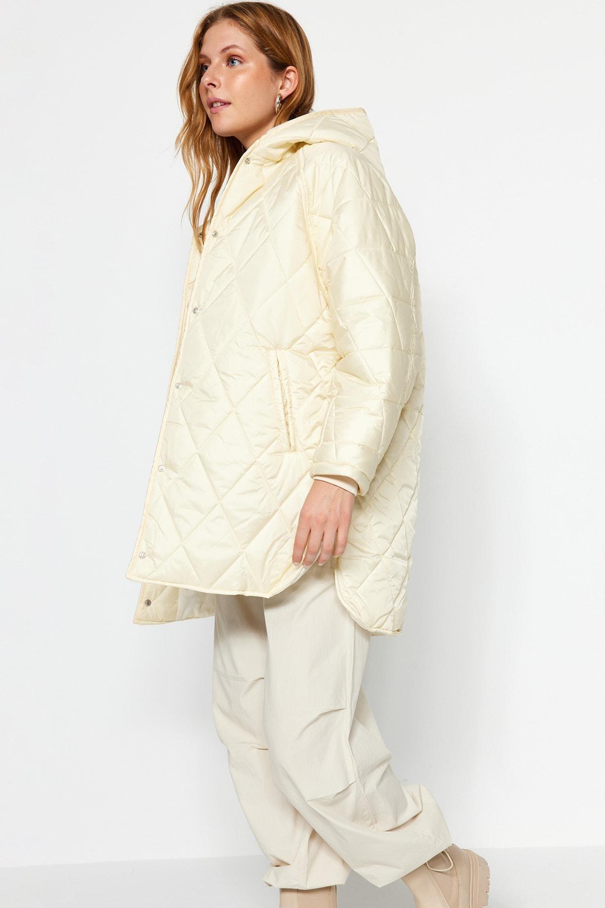 Trendyol - Beige Puffer Hooded Jacket