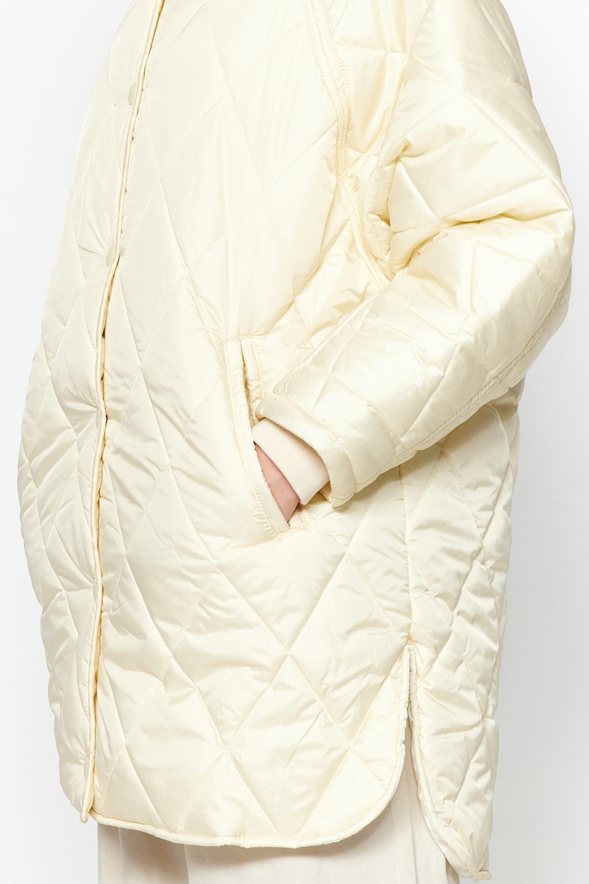 Trendyol - Beige Puffer Hooded Jacket