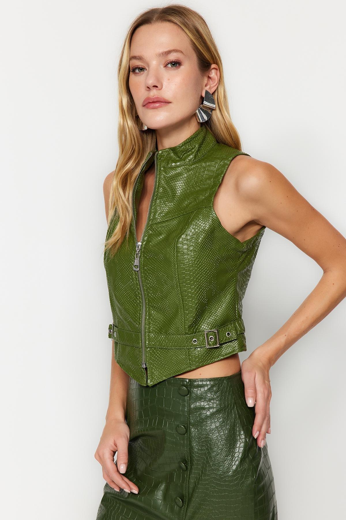 Khaki Women Vest, , large image number 0