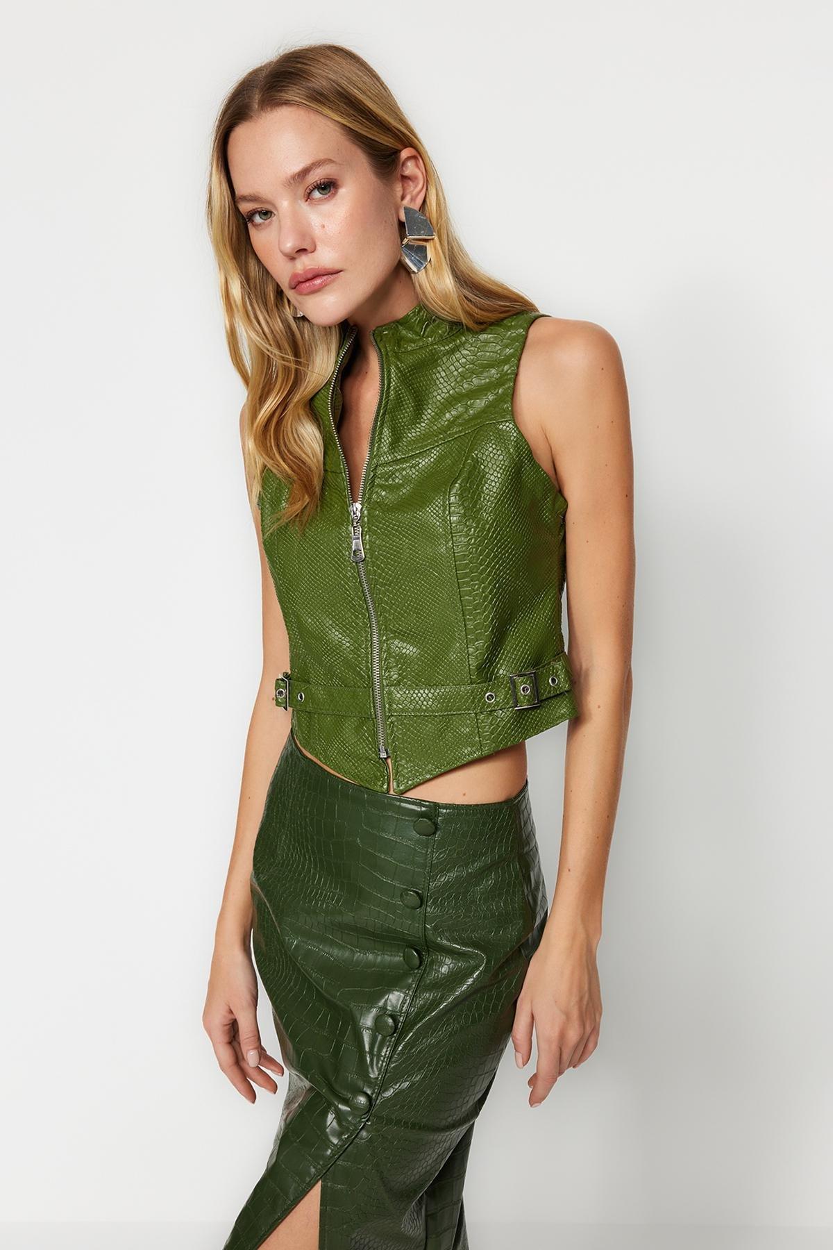 Khaki Women Vest, , large image number 4