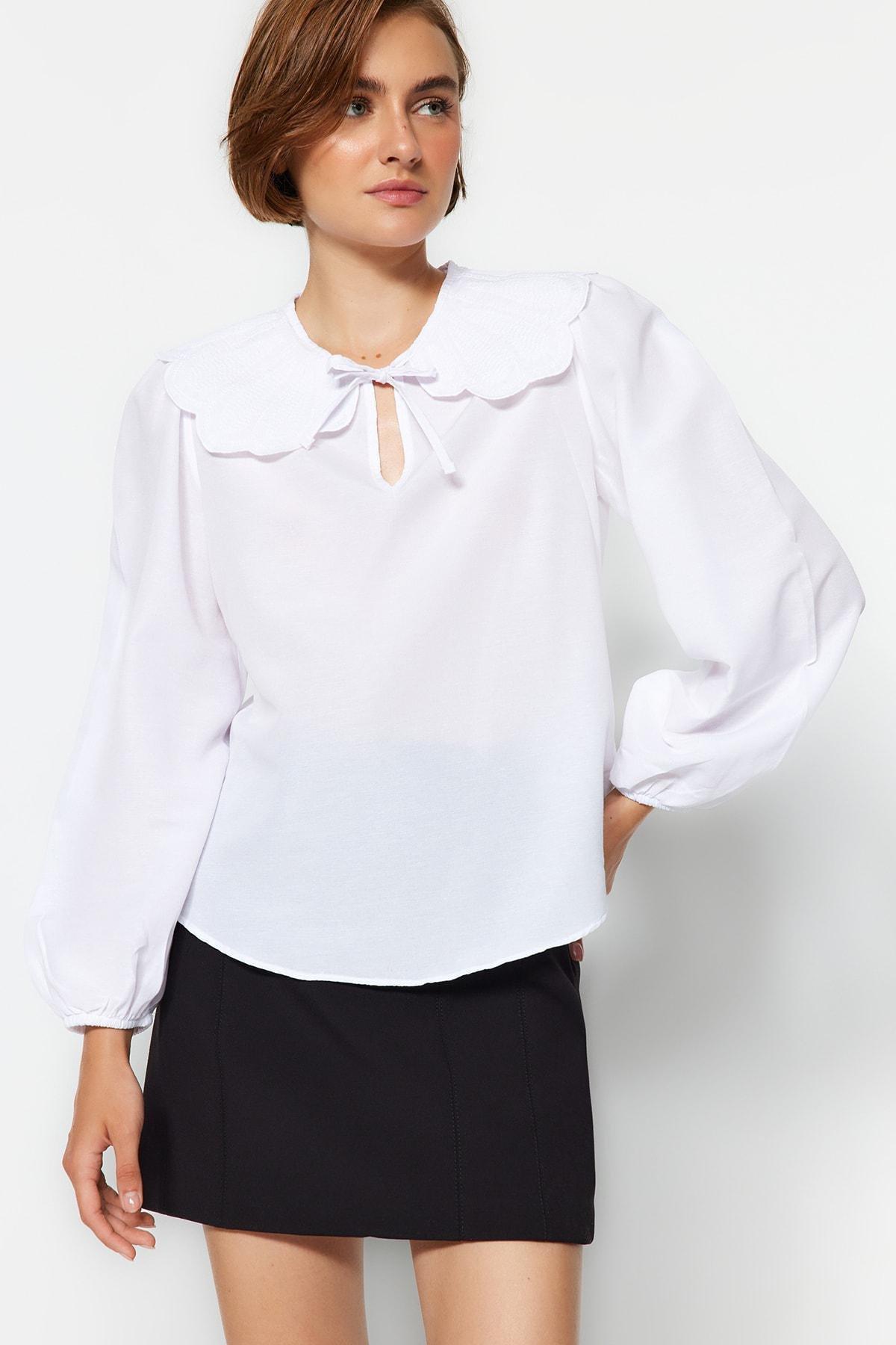 Trendyol - White Oversized Peter Pan Collar Blouse