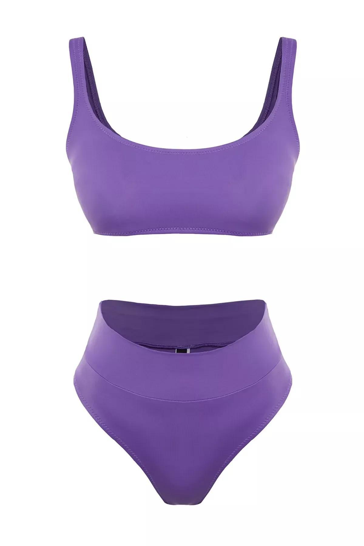 طقم بيكيني بملمس بارز، بنفسجي, Purple, large image number 10