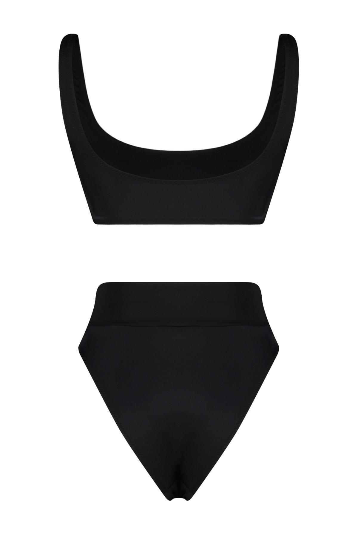 Black Textured Bikini Set, , large image number 4