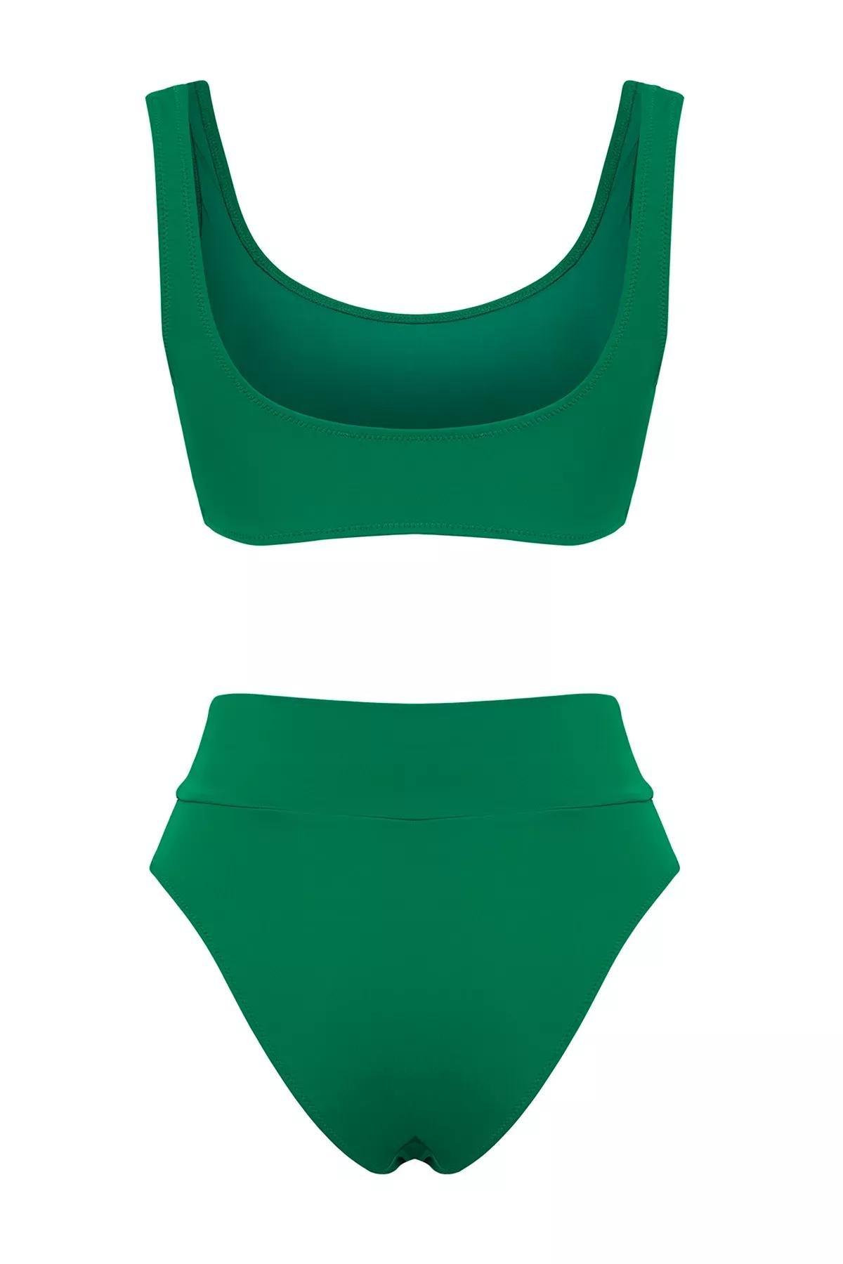 Green Strapless High Waist Core Bikini Set, , large image number 1