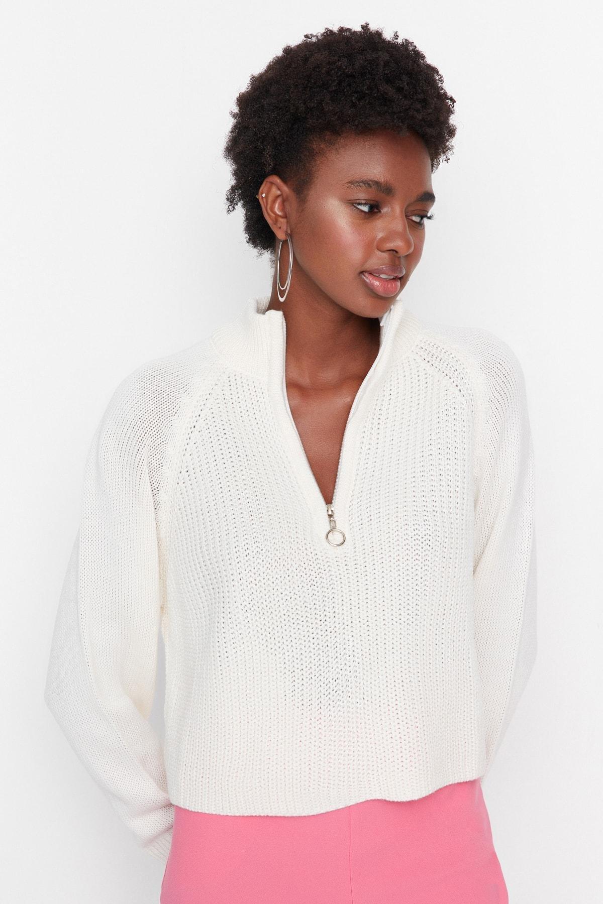 Cream High Neck Sweater, , large image number 2