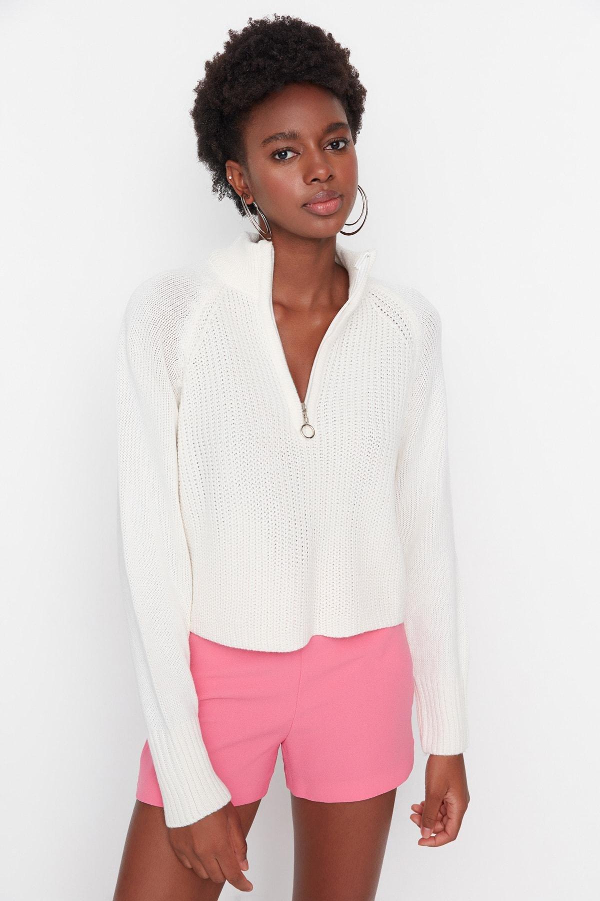 Cream High Neck Sweater, , large image number 3