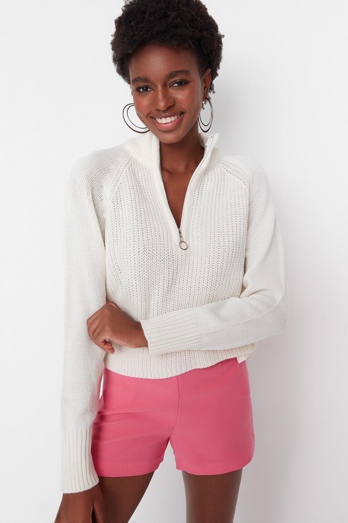 Cream High Neck Sweater, , large image number 4