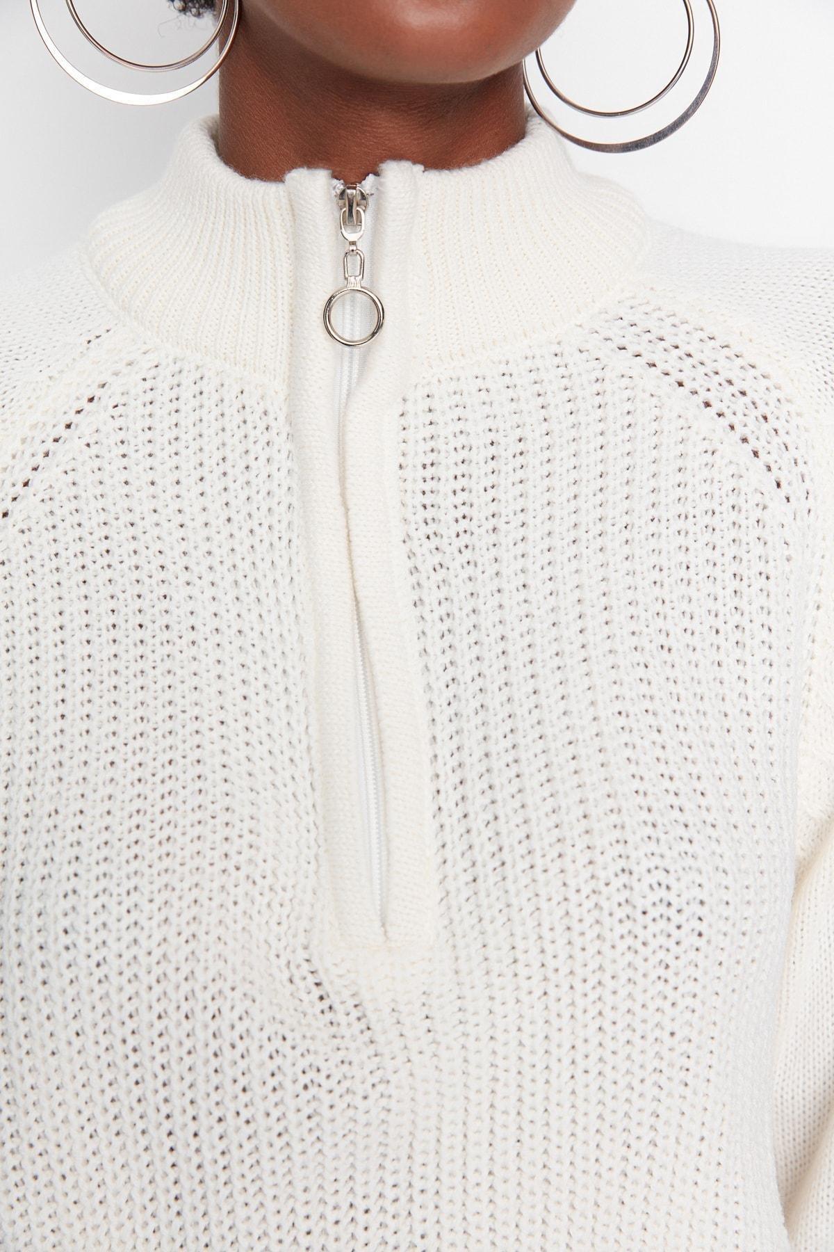 Cream High Neck Sweater, , large image number 5