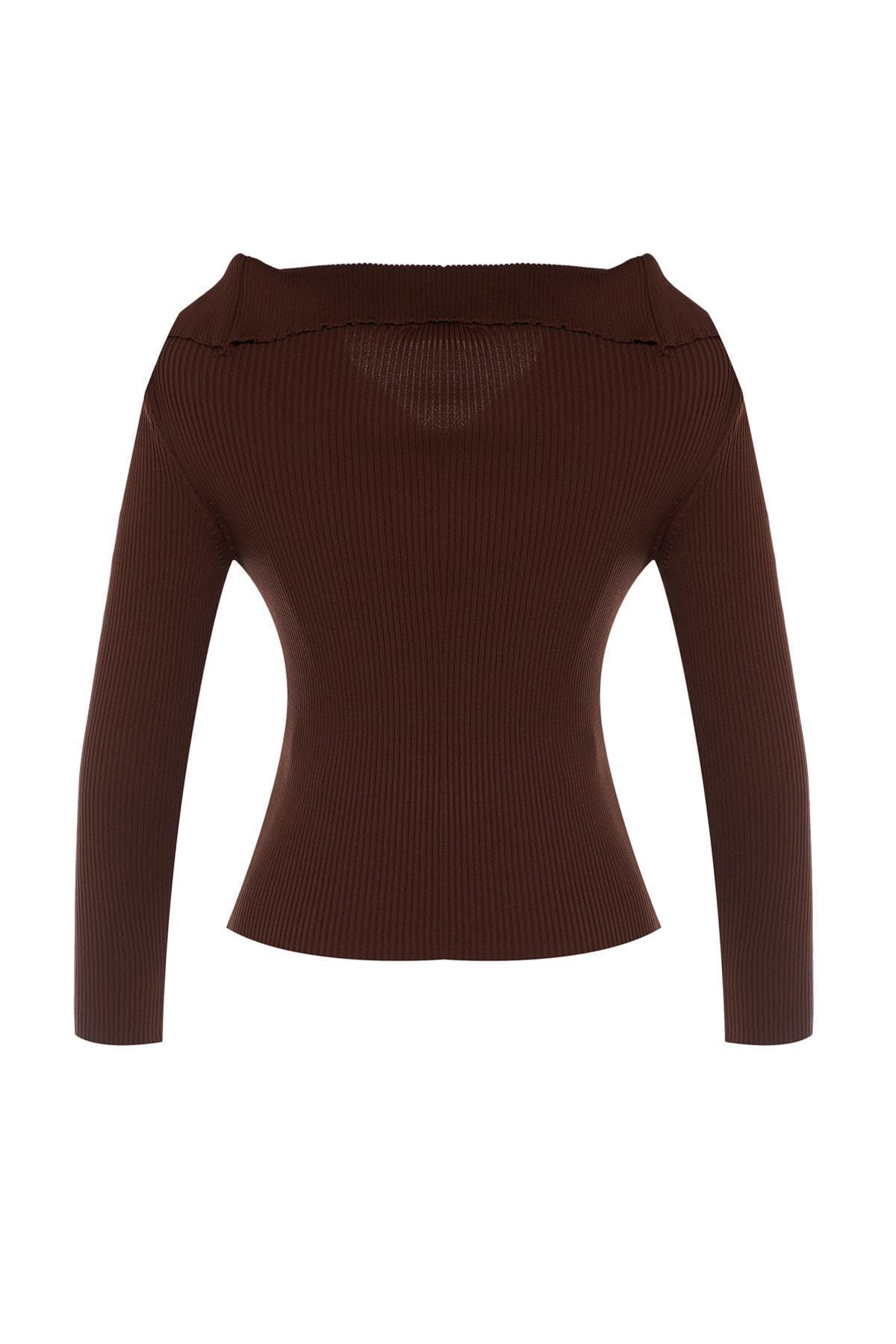 Brown Plain Sweater, , large image number 6