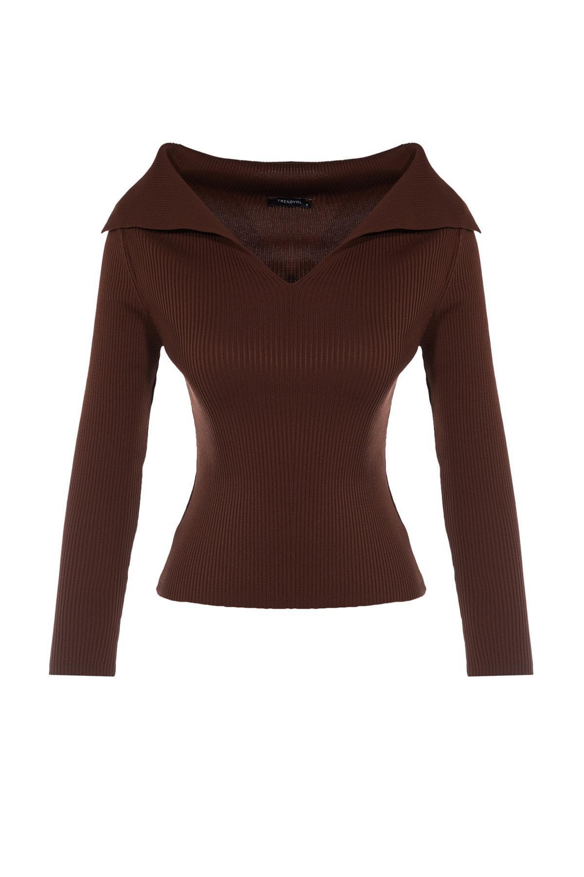 Trendyol - Brown Plain Sweater
