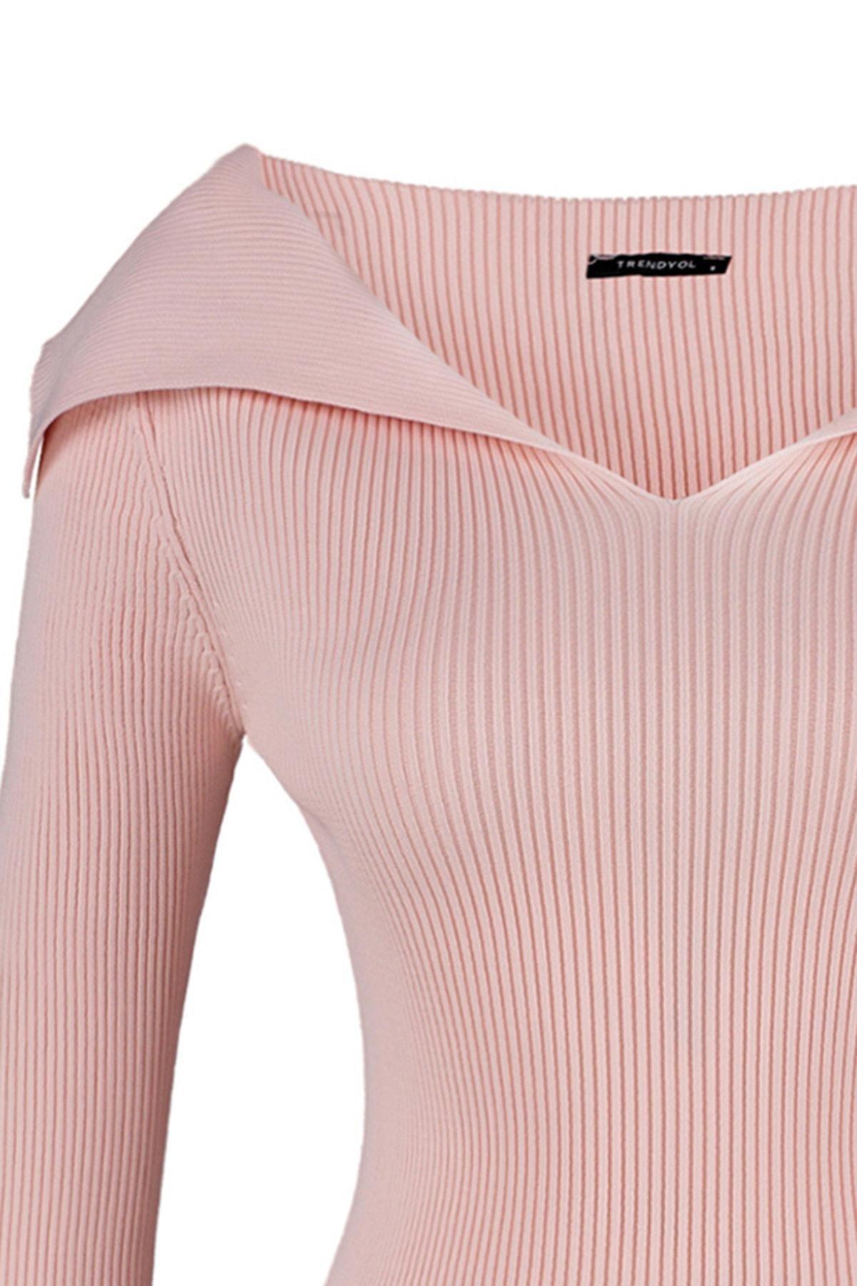 Pink Turndown Collar Sweater, , large image number 7