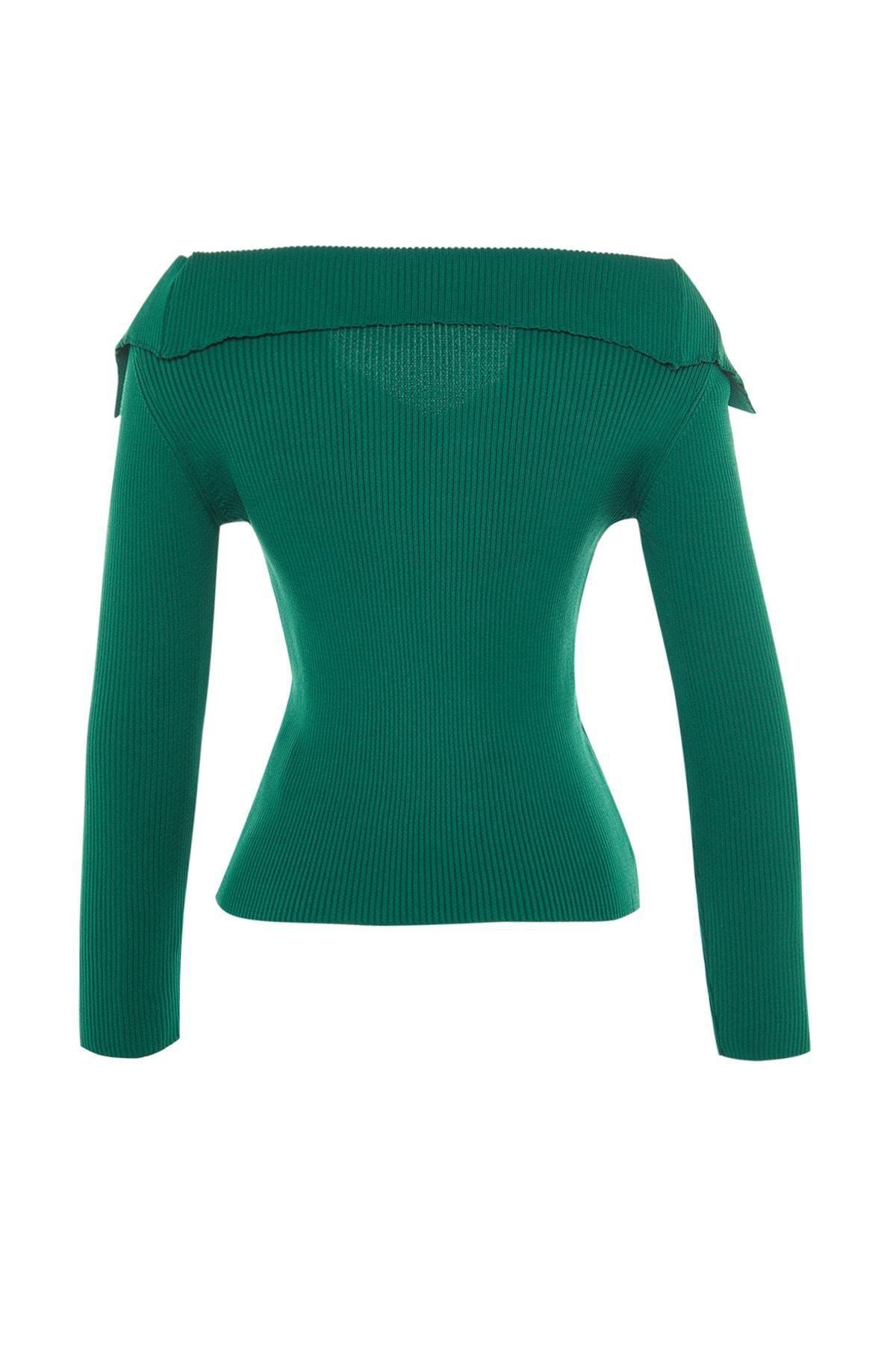 Trendyol - Green Off-Shoulder Sweater