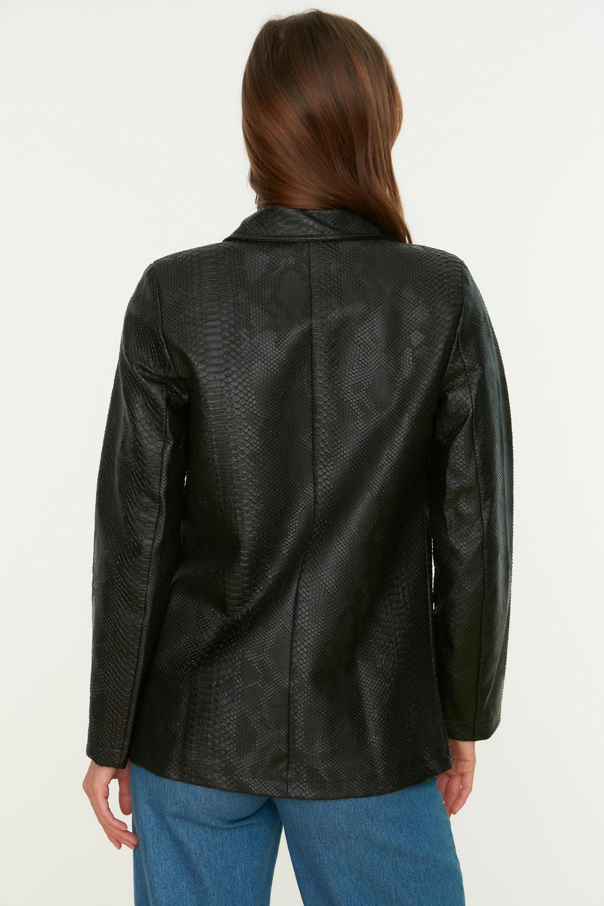 Black Double-Breasted Oversize Blazer, , large image number 4