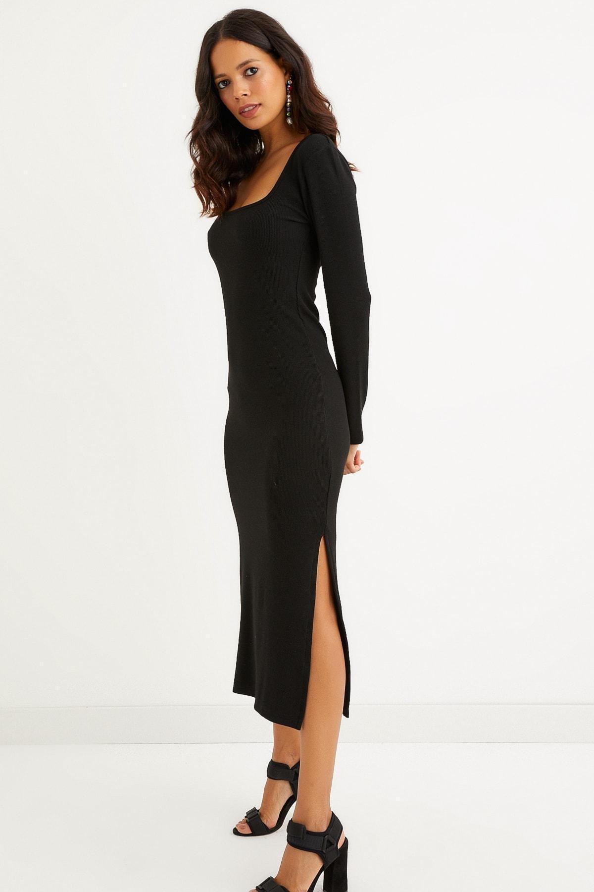 Black Slim Bodycon Dress, , large image number 1