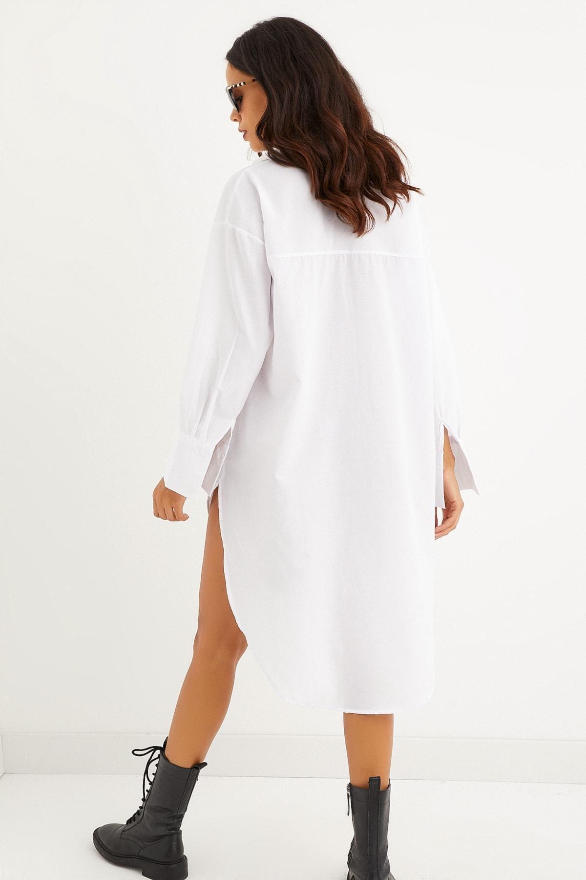 White Oversize Shirt Dress, , large image number 4