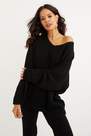 Cool & Sexy - Black Off-Shoulder Basic Tunic