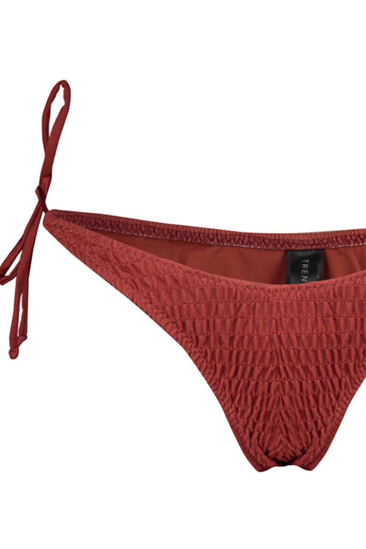 Trendyol - Brown Plain Bikini Bottom