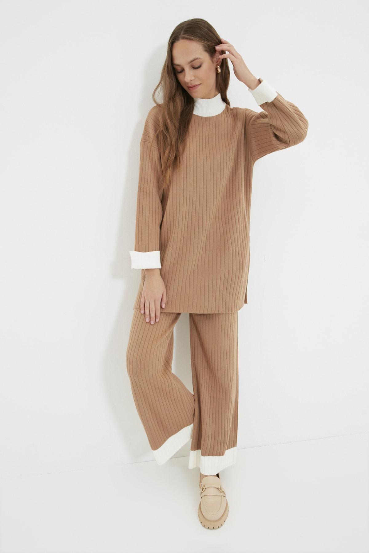 Brown High Neck Co-Ord Set, , large image number 0