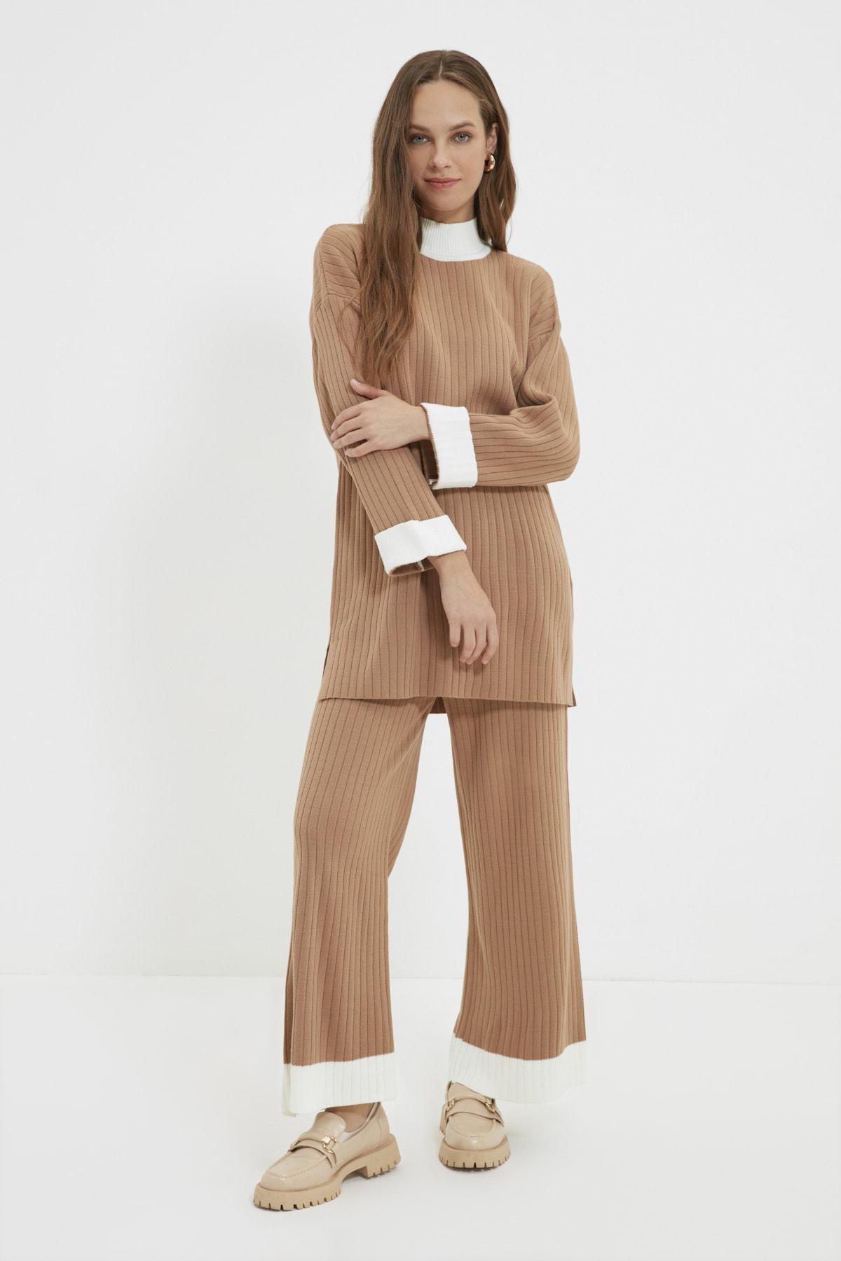 Brown High Neck Co-Ord Set, , large image number 1