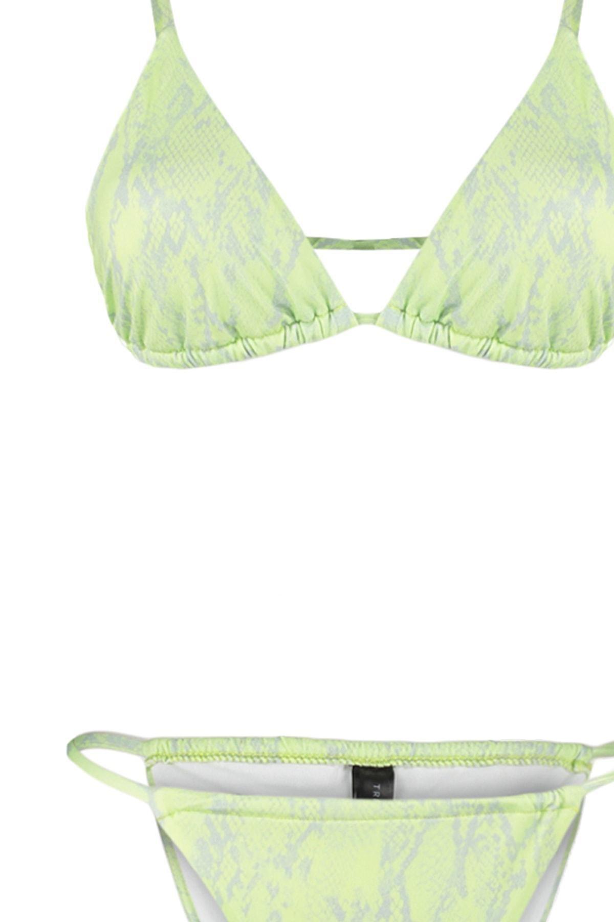 Green Plain Bikini Set, Green, large image number 5