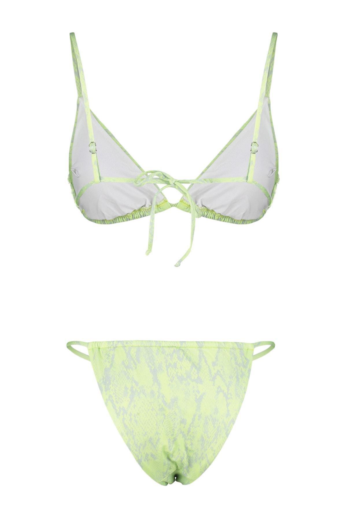 Trendyol - Green Plain Bikini Set