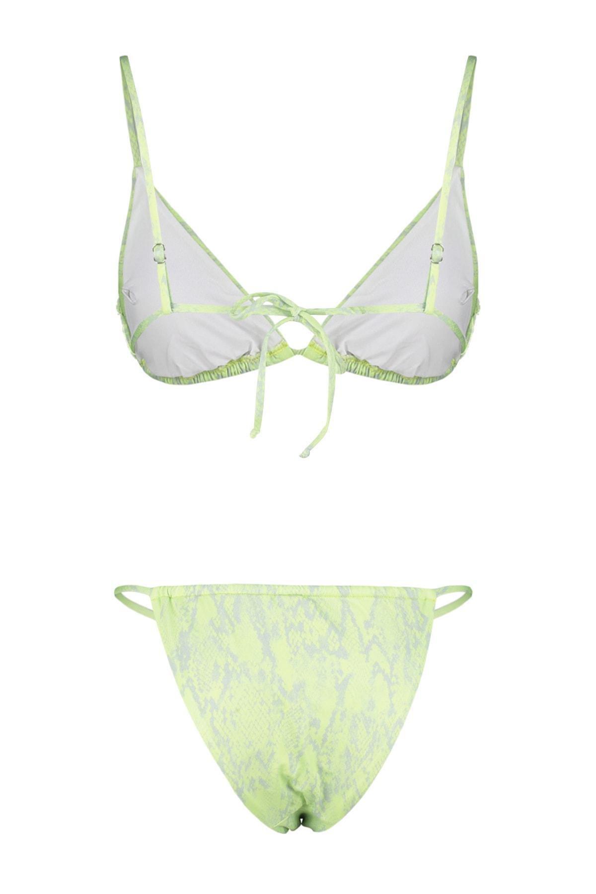 Green Plain Bikini Set, Green, large image number 6