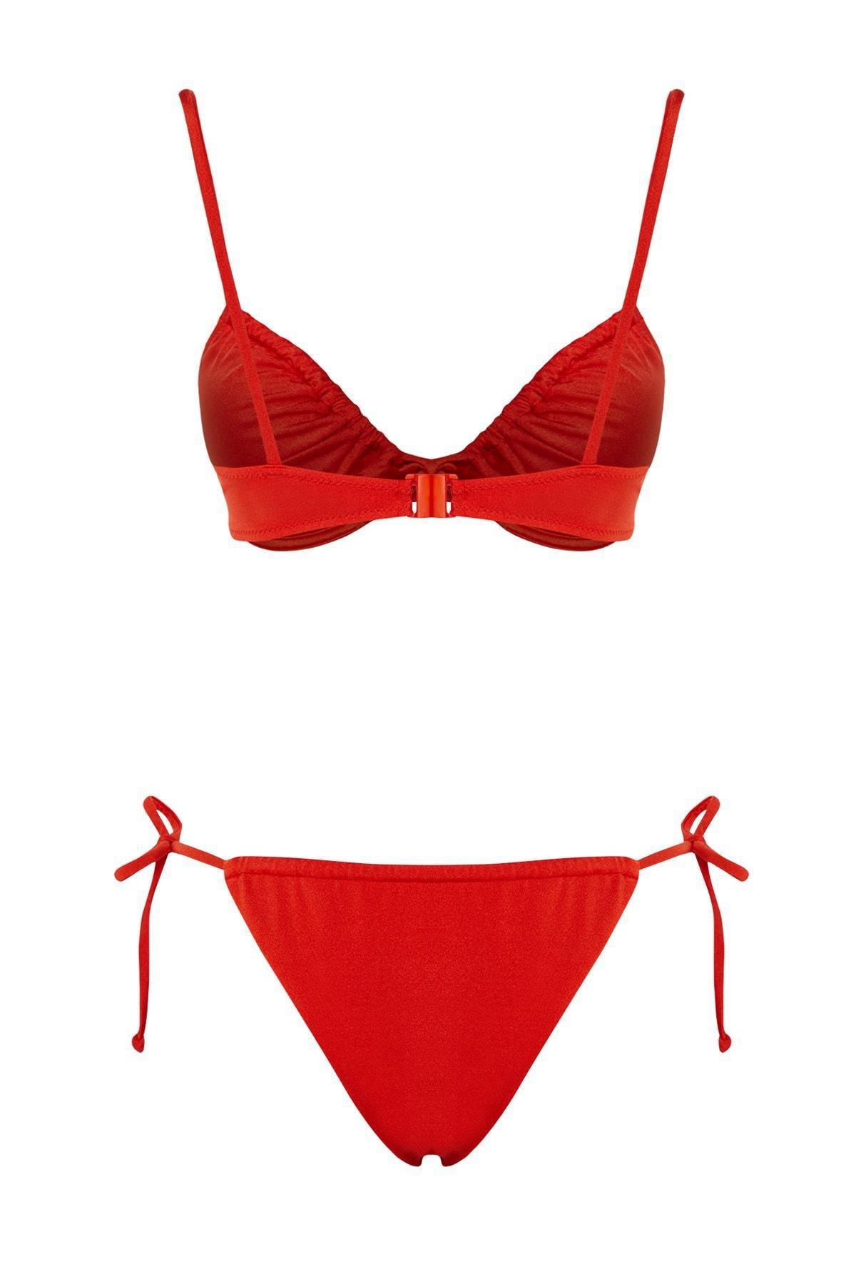 Red Plain Bikini Co-Ord Set, , large image number 6